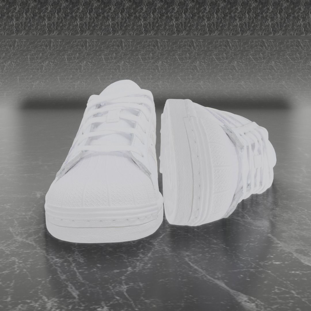 ADIDAS 3D SHOES - WHITE - SUPERSTAR SERIES Low-poly 3D model_7