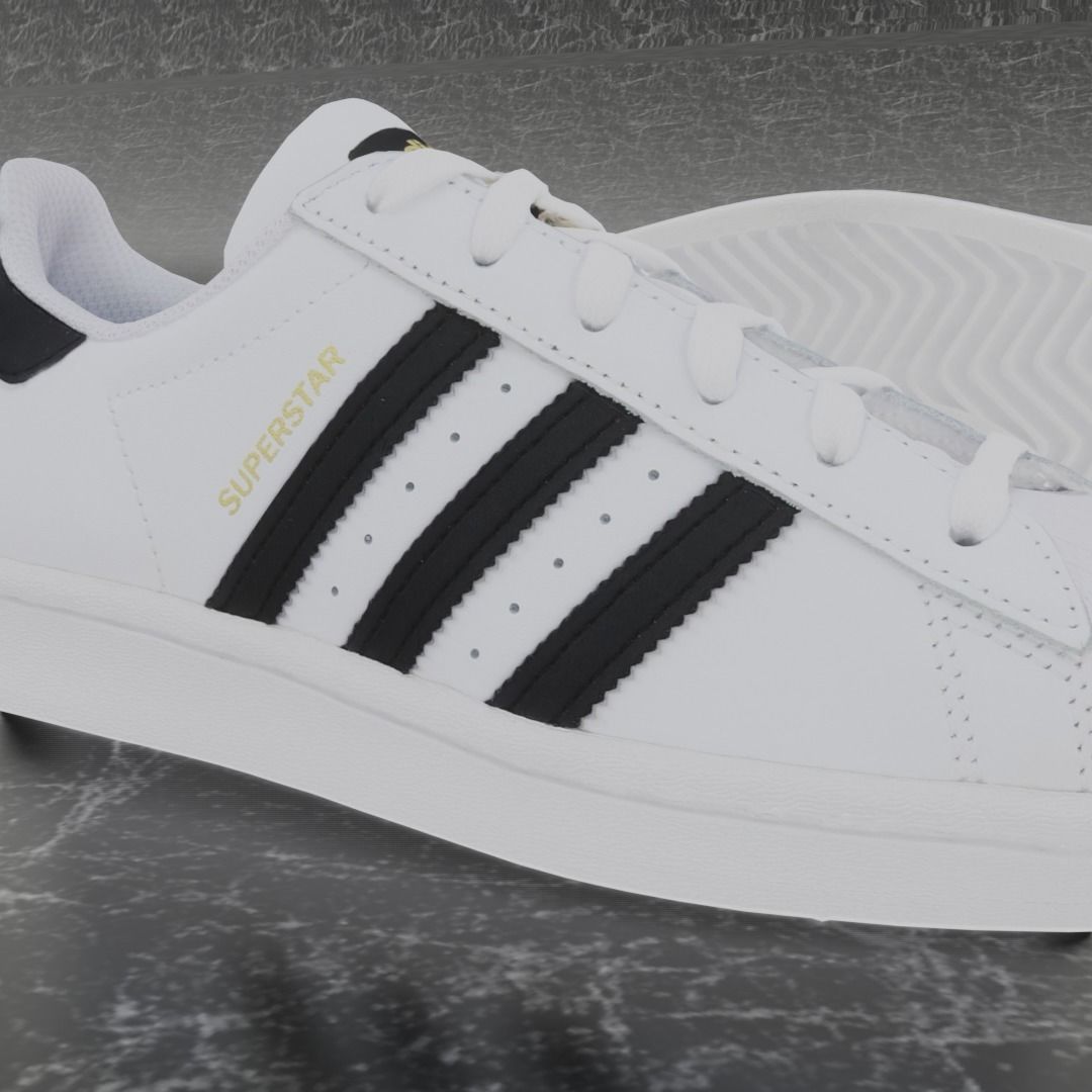 Adidas 3D Shoes - White - Black - SuperStar Series Low-poly 3D model_8