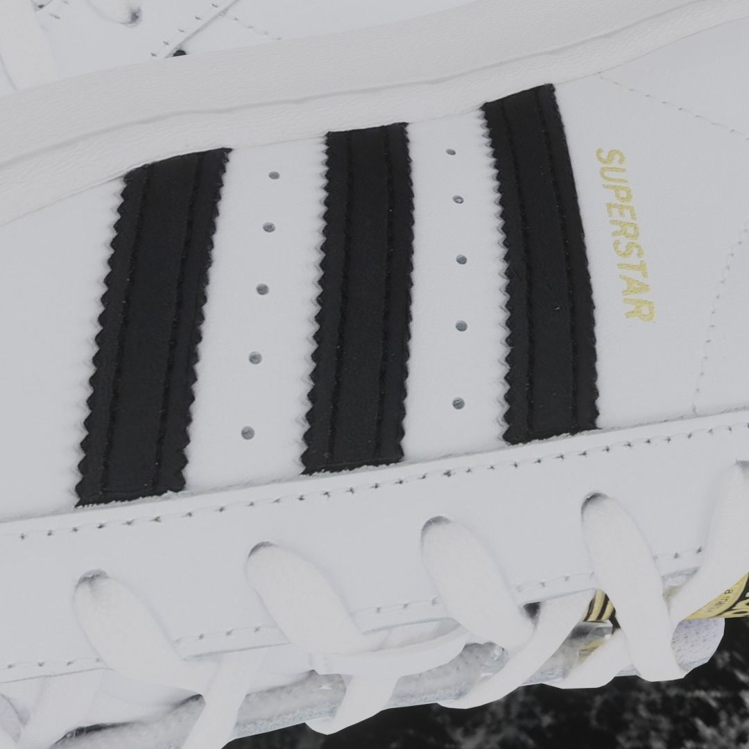 Adidas 3D Shoes - White - Black - SuperStar Series Low-poly 3D model_9