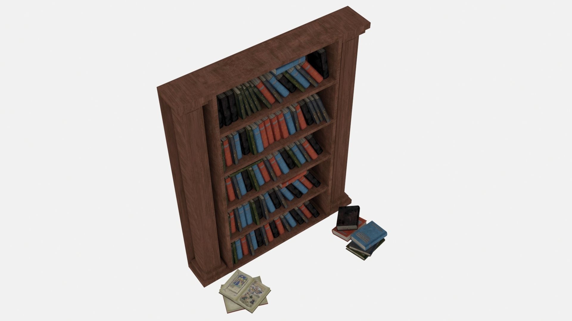 Old shelf with books 2 3D model_3