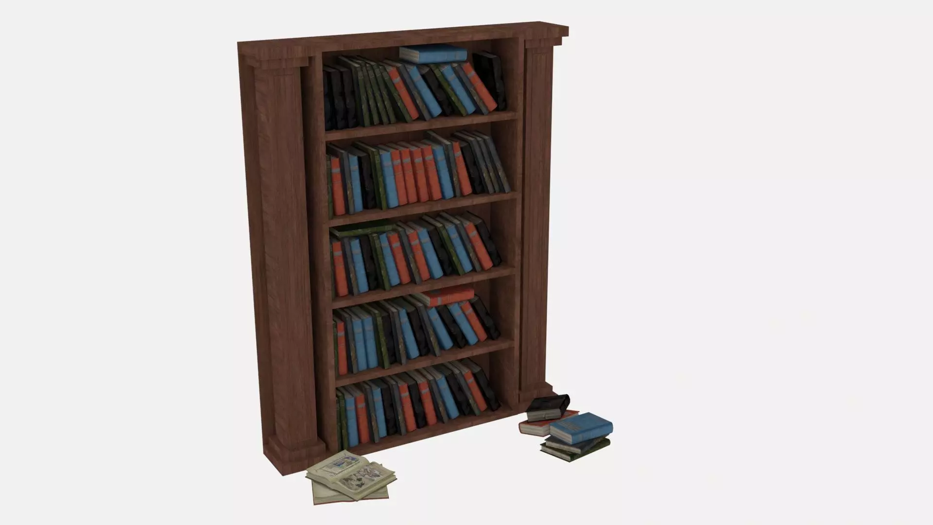 Old shelf with books 2 3D model_0