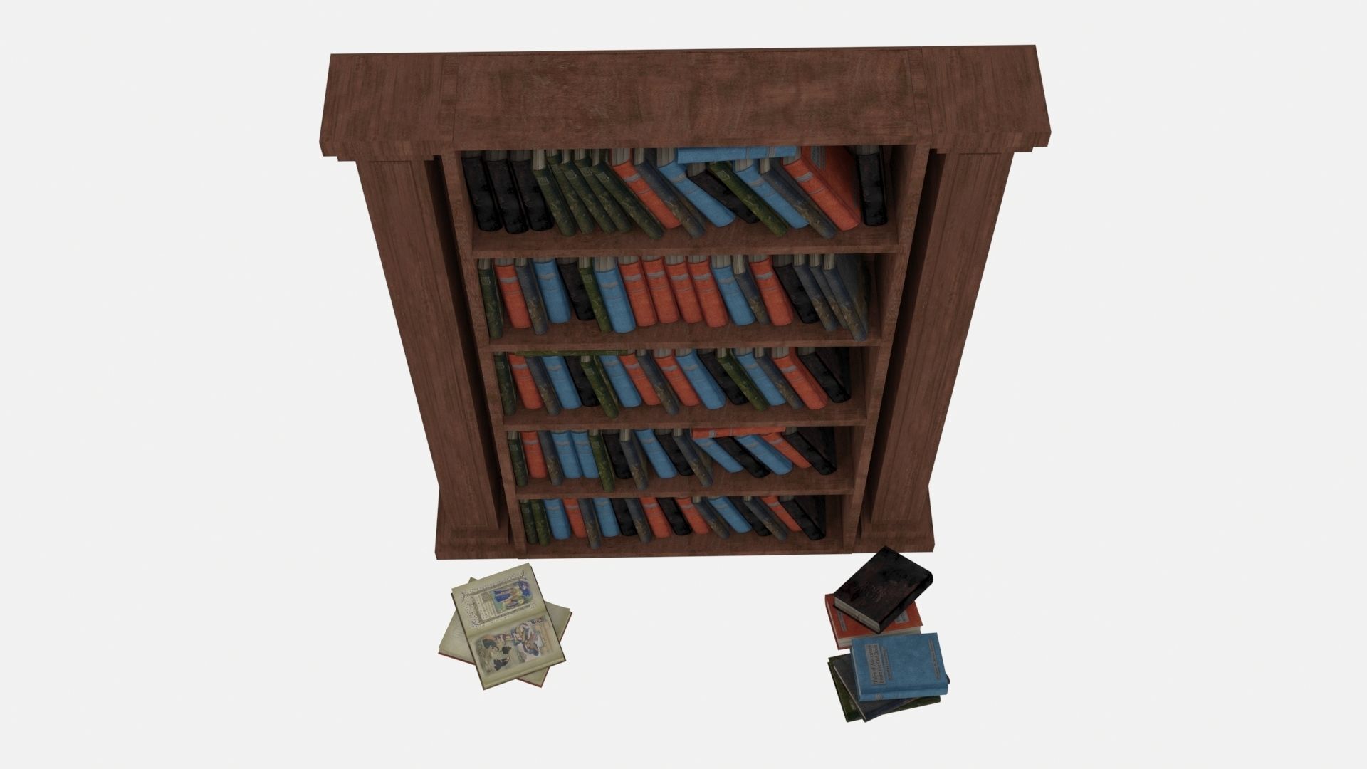 Old shelf with books 2 3D model_7