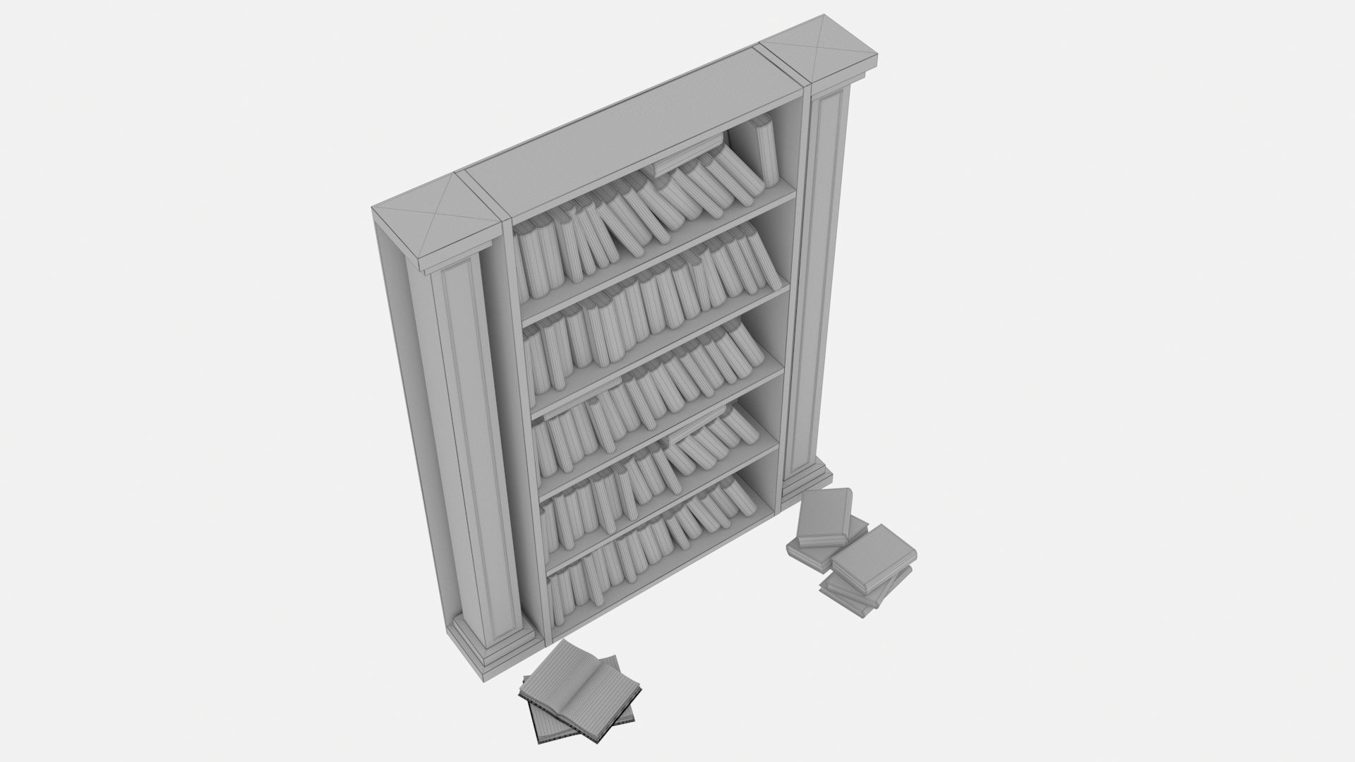 Old shelf with books 2 3D model_11