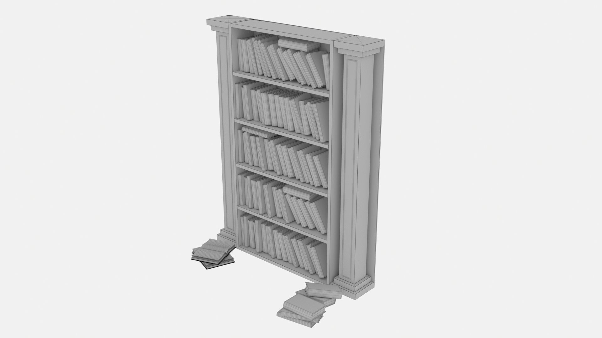 Old shelf with books 2 3D model_9