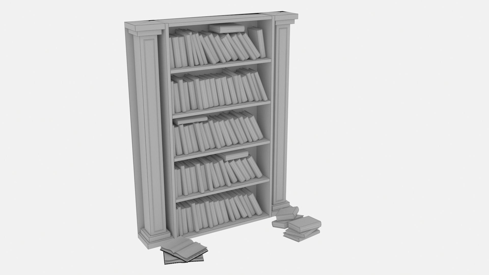 Old shelf with books 2 3D model_8