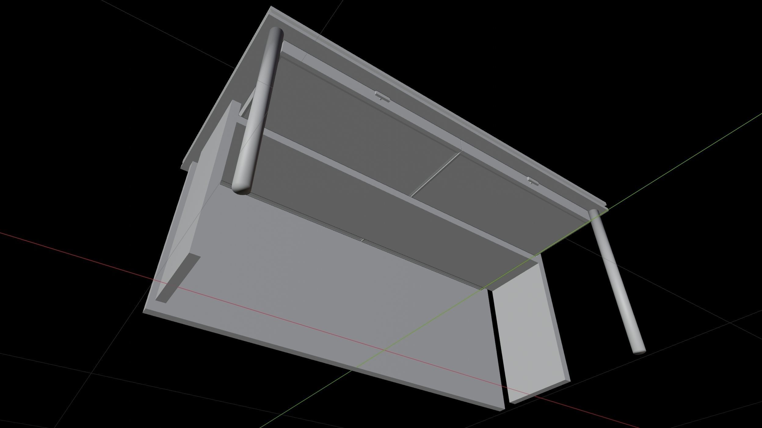 Desk with drawers in dark wood and gold low-poly Low-poly 3D model_8