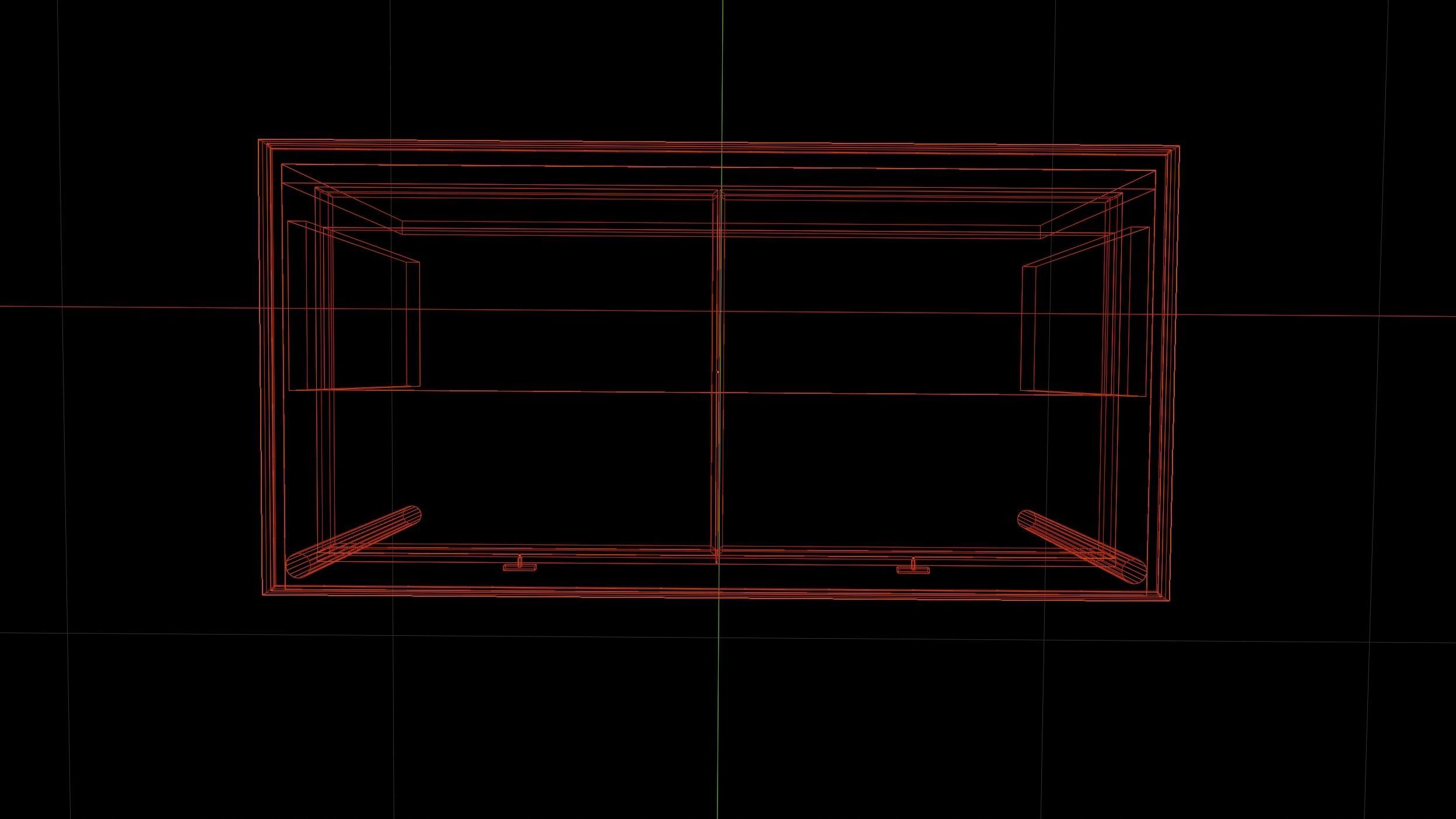 Desk with drawers in dark wood and gold low-poly Low-poly 3D model_6