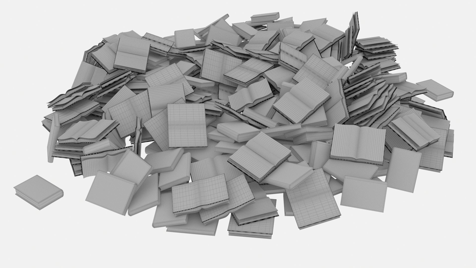 Old Book Pile Big 3D model_13