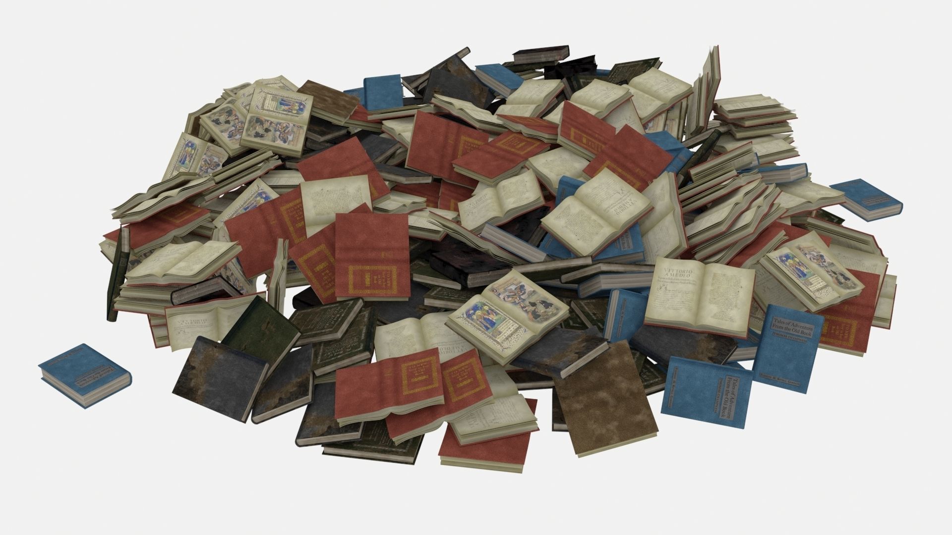 Old Book Pile Big 3D model_6