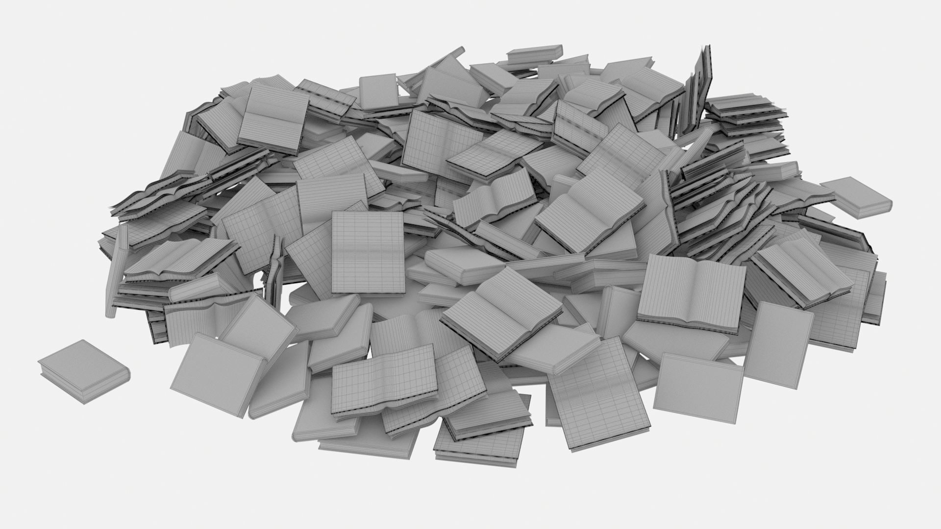 Old Book Pile Big 3D model_14