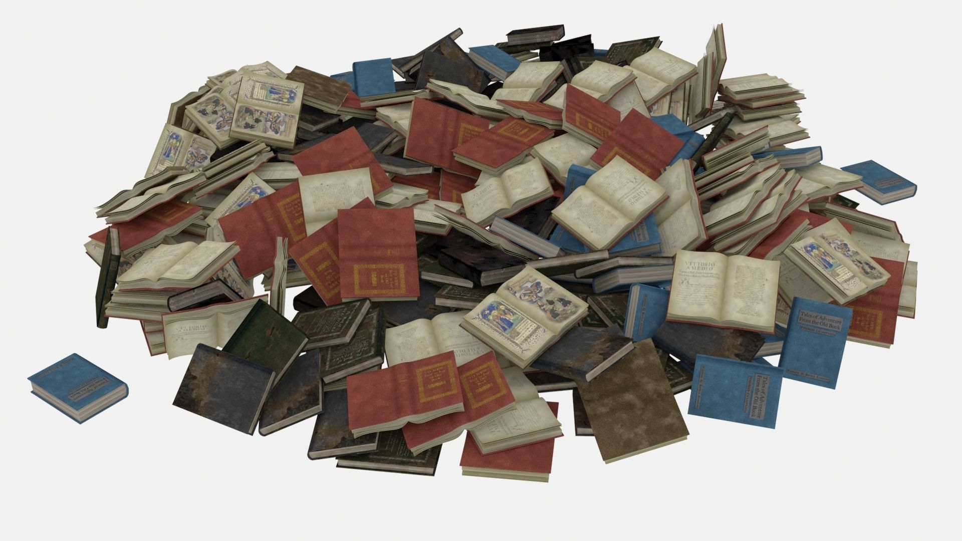 Old Book Pile Big 3D model_5