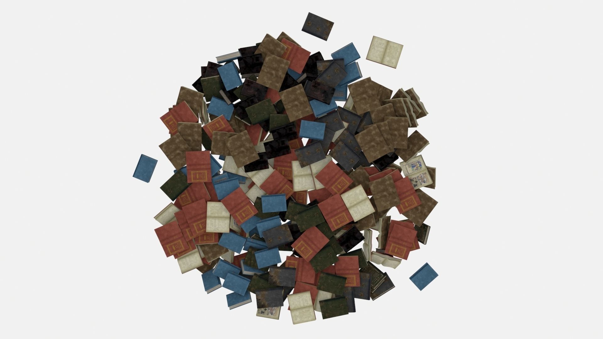 Old Book Pile Big 3D model_7