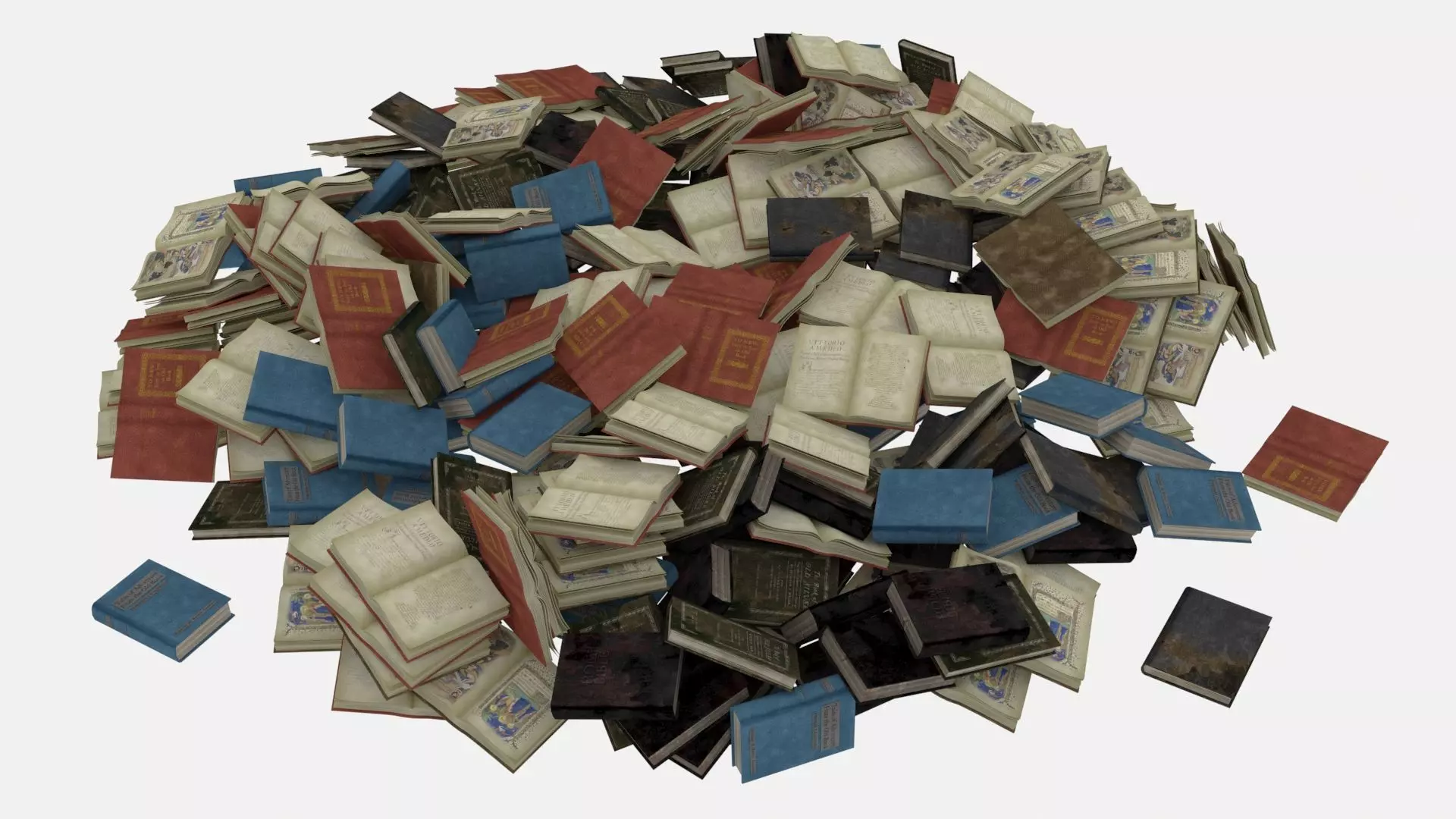Old Book Pile Big 3D model_0