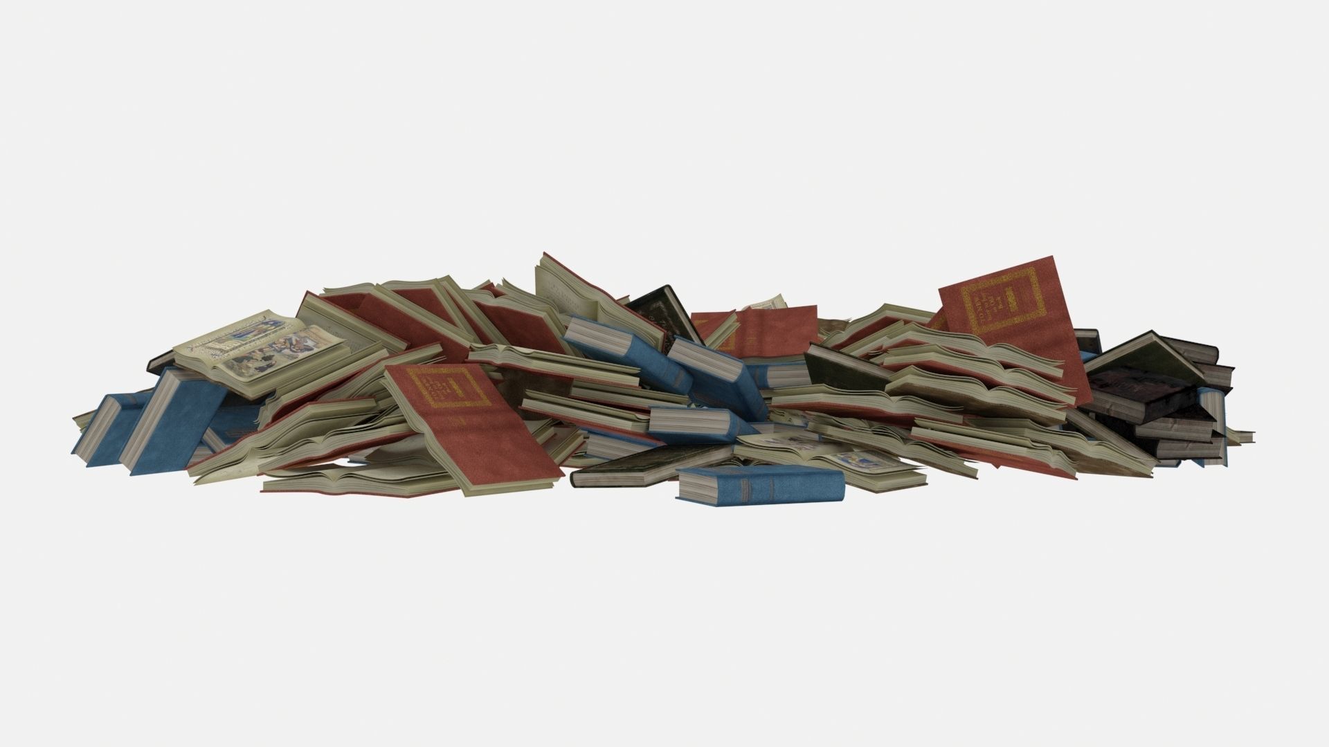 Old Book Pile Big 3D model_4
