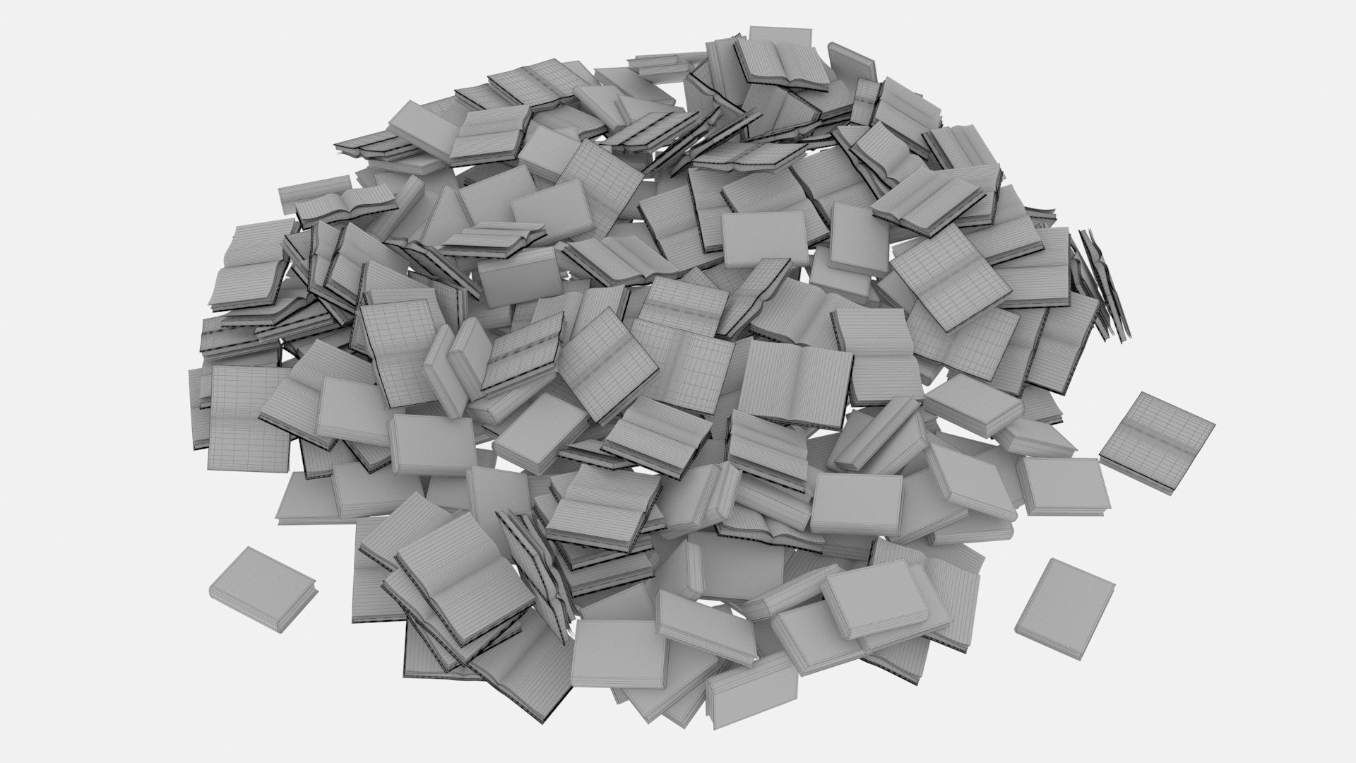 Old Book Pile Big 3D model_11
