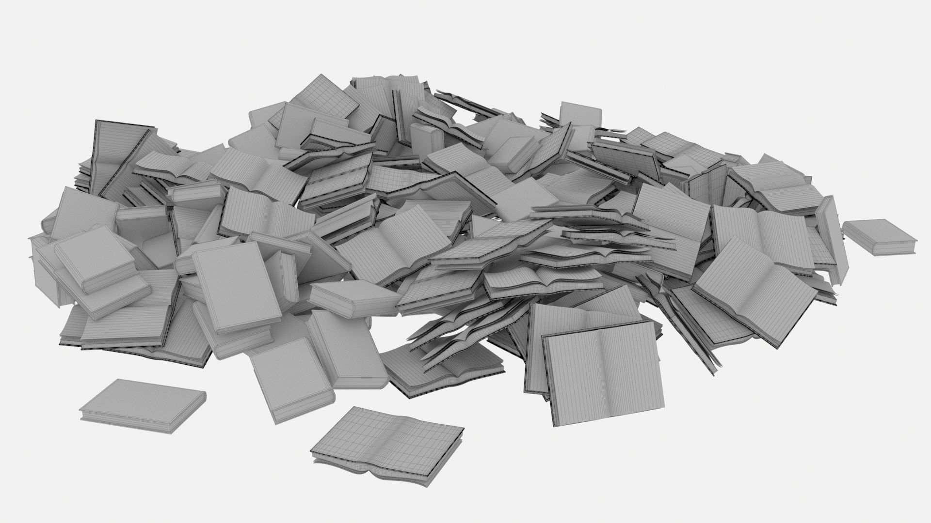 Old Book Pile Big 3D model_9