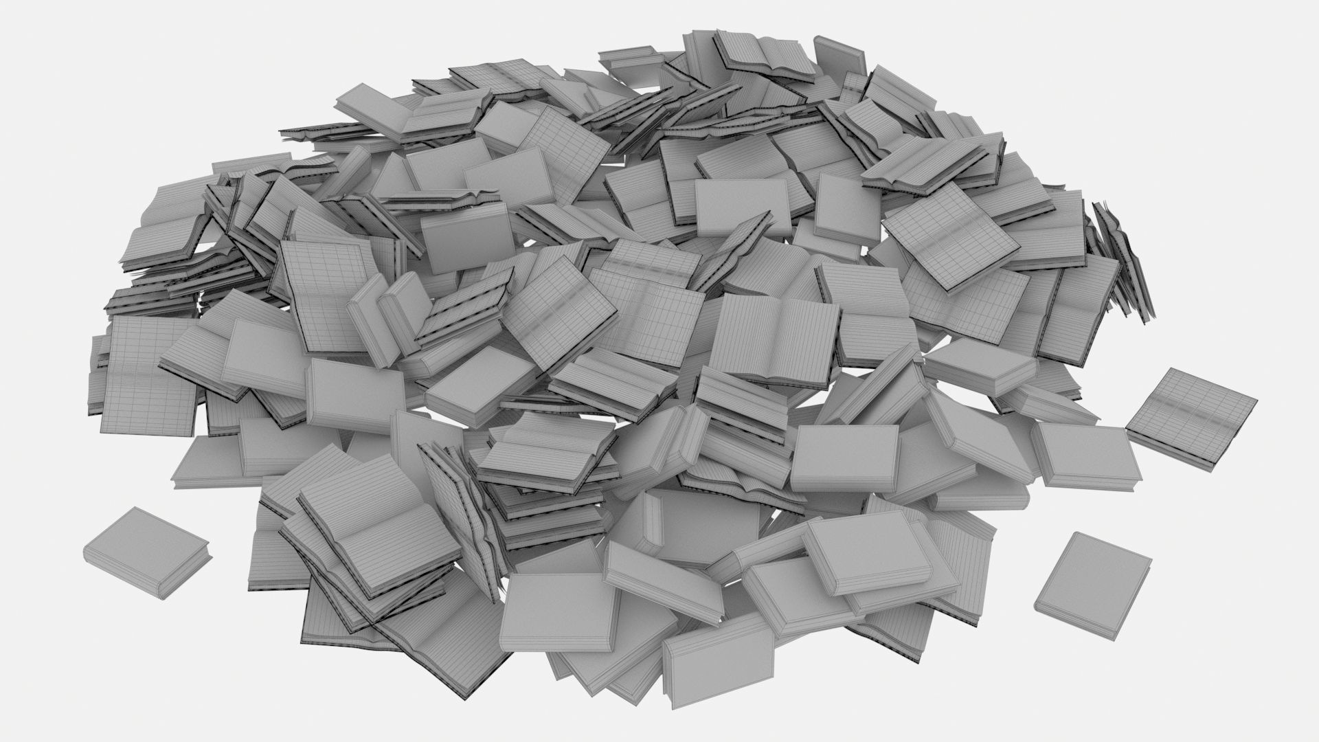 Old Book Pile Big 3D model_8