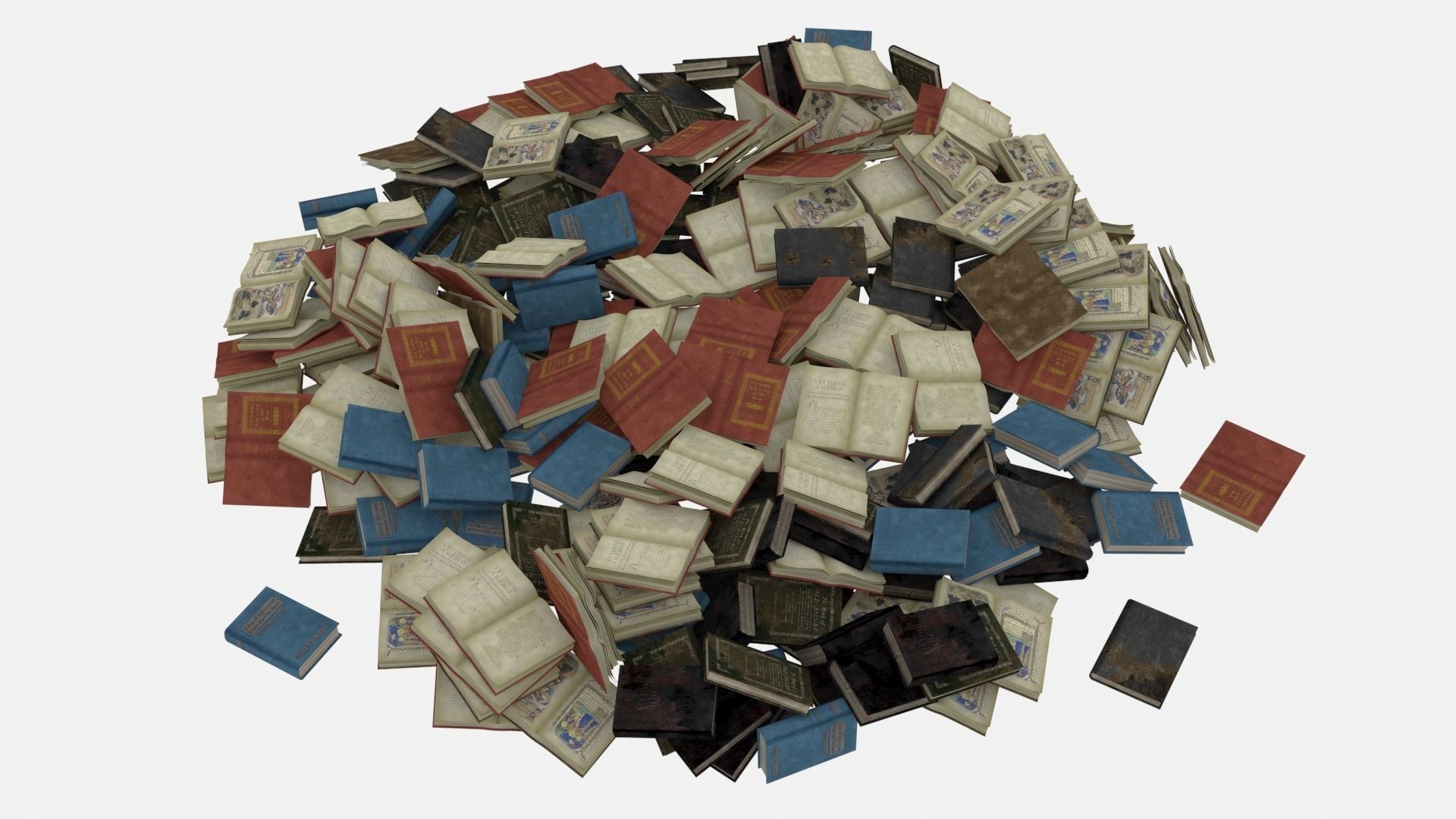Old Book Pile Big 3D model_3