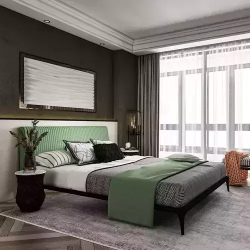 modern nature vibe bedroom 3D interior scene