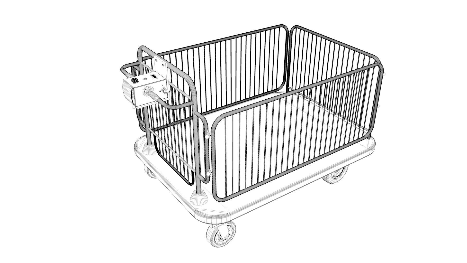 Supermarket Platform Trolley Transport 3D model_21