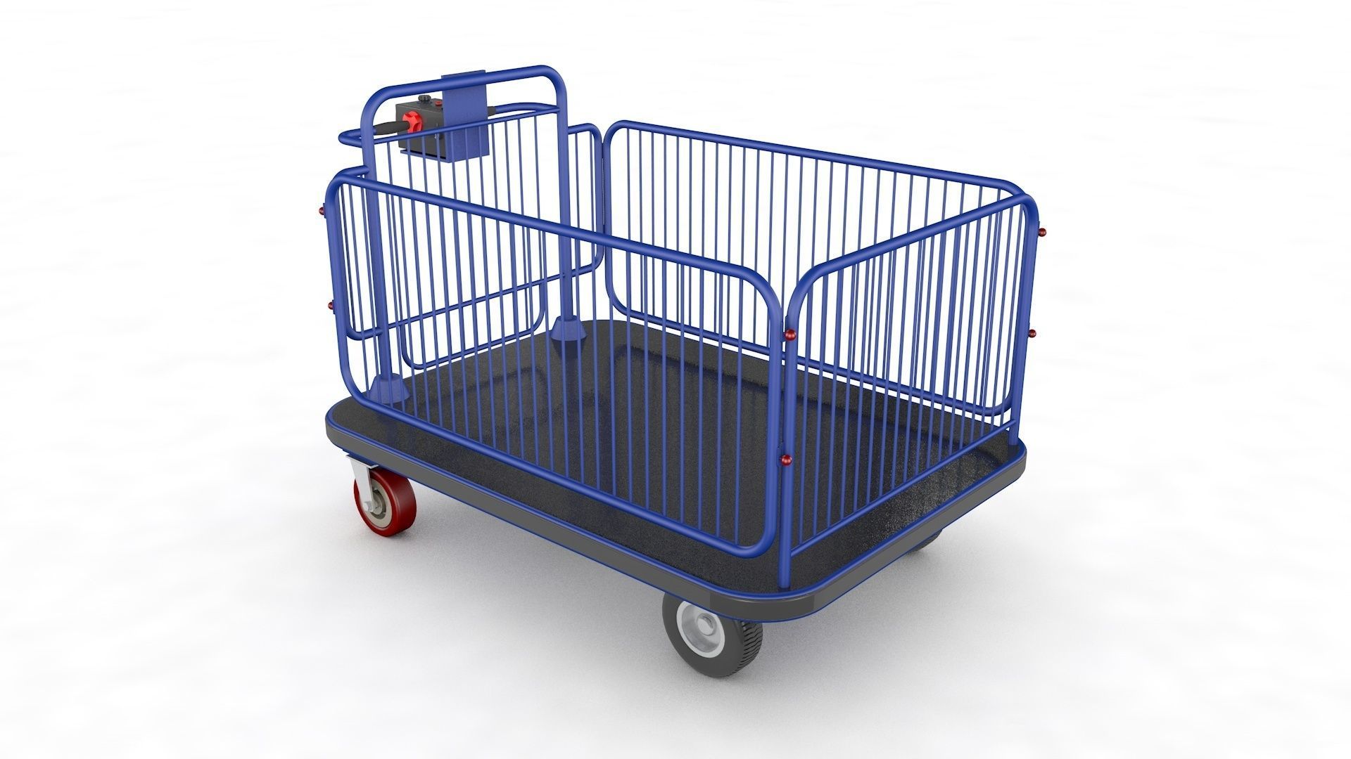 Supermarket Platform Trolley Transport 3D model_3