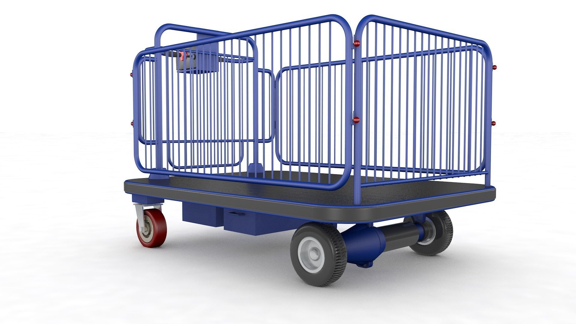 Supermarket Platform Trolley Transport 3D model_11