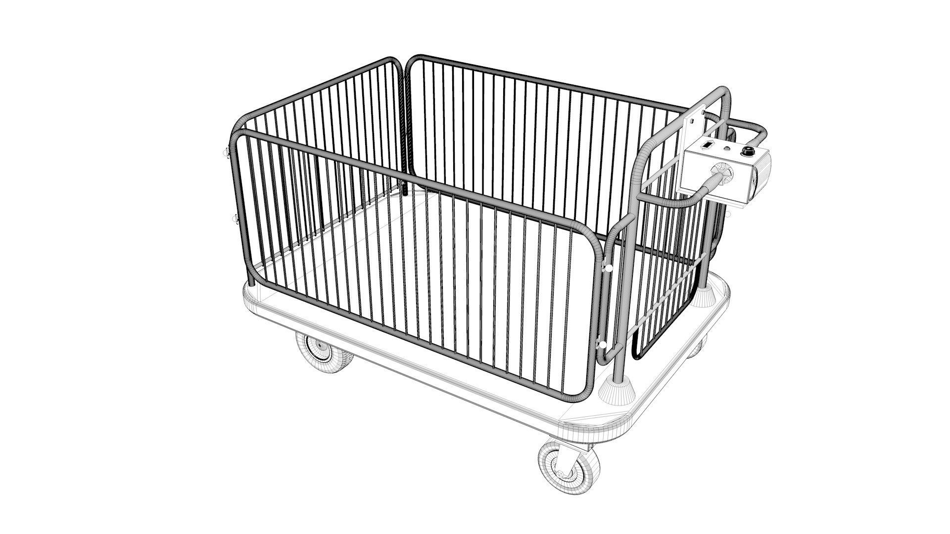 Supermarket Platform Trolley Transport 3D model_20