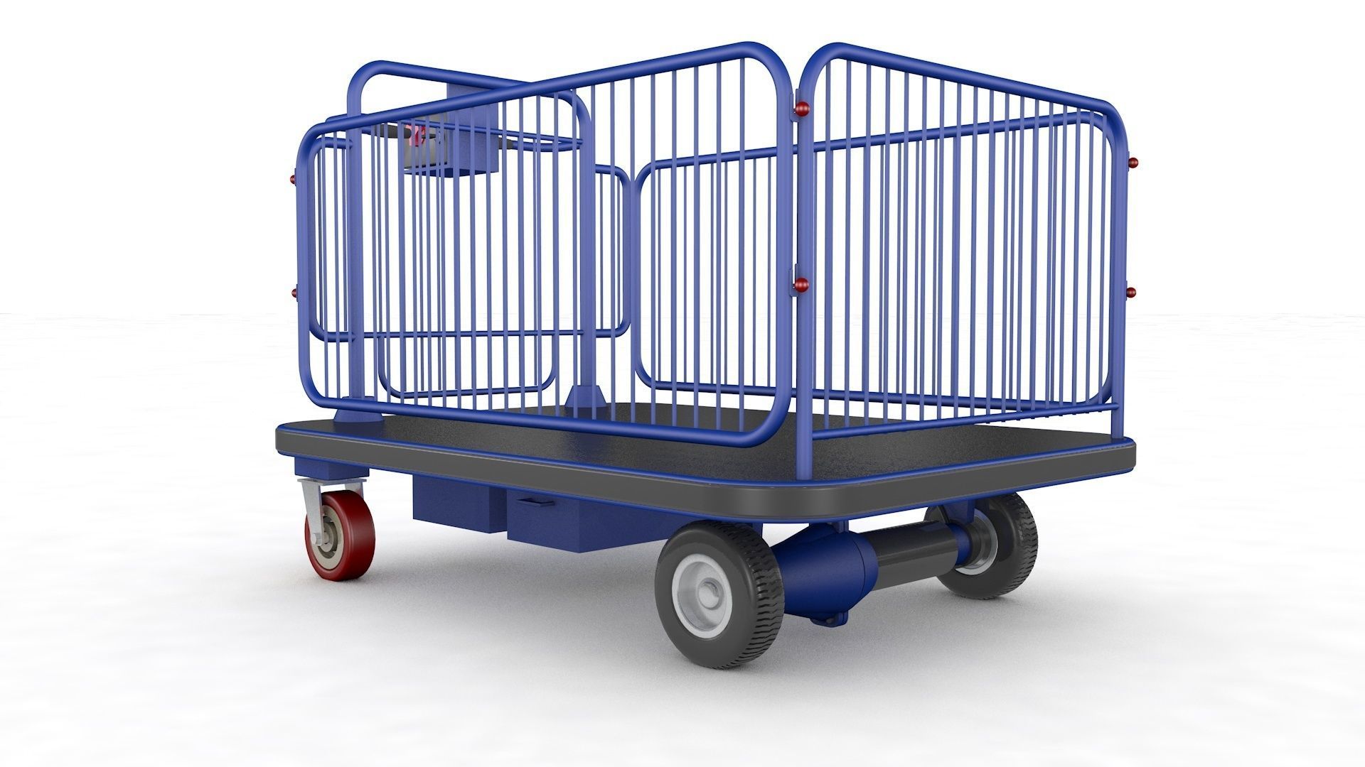 Supermarket Platform Trolley Transport 3D model_10