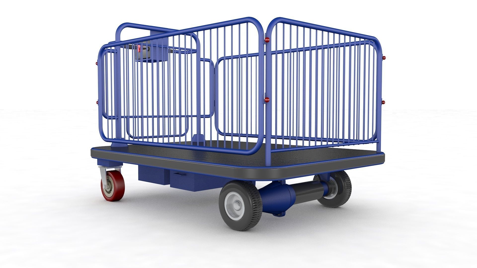 Supermarket Platform Trolley Transport 3D model_9