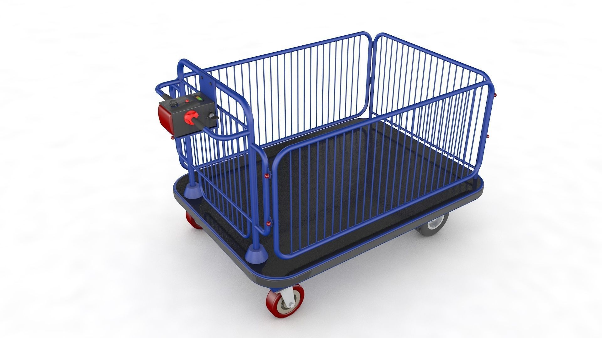 Supermarket Platform Trolley Transport 3D model_2