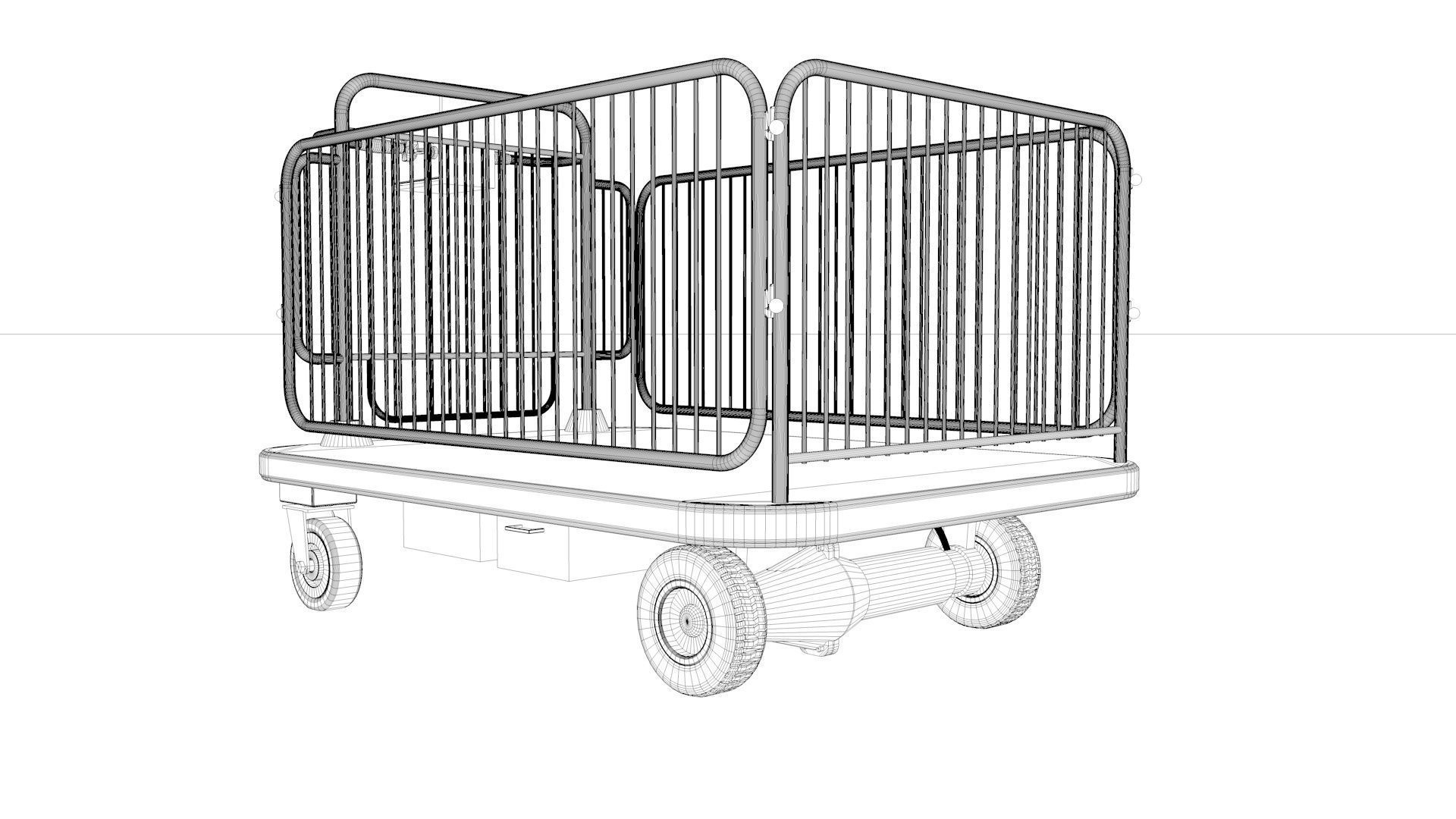 Supermarket Platform Trolley Transport 3D model_22