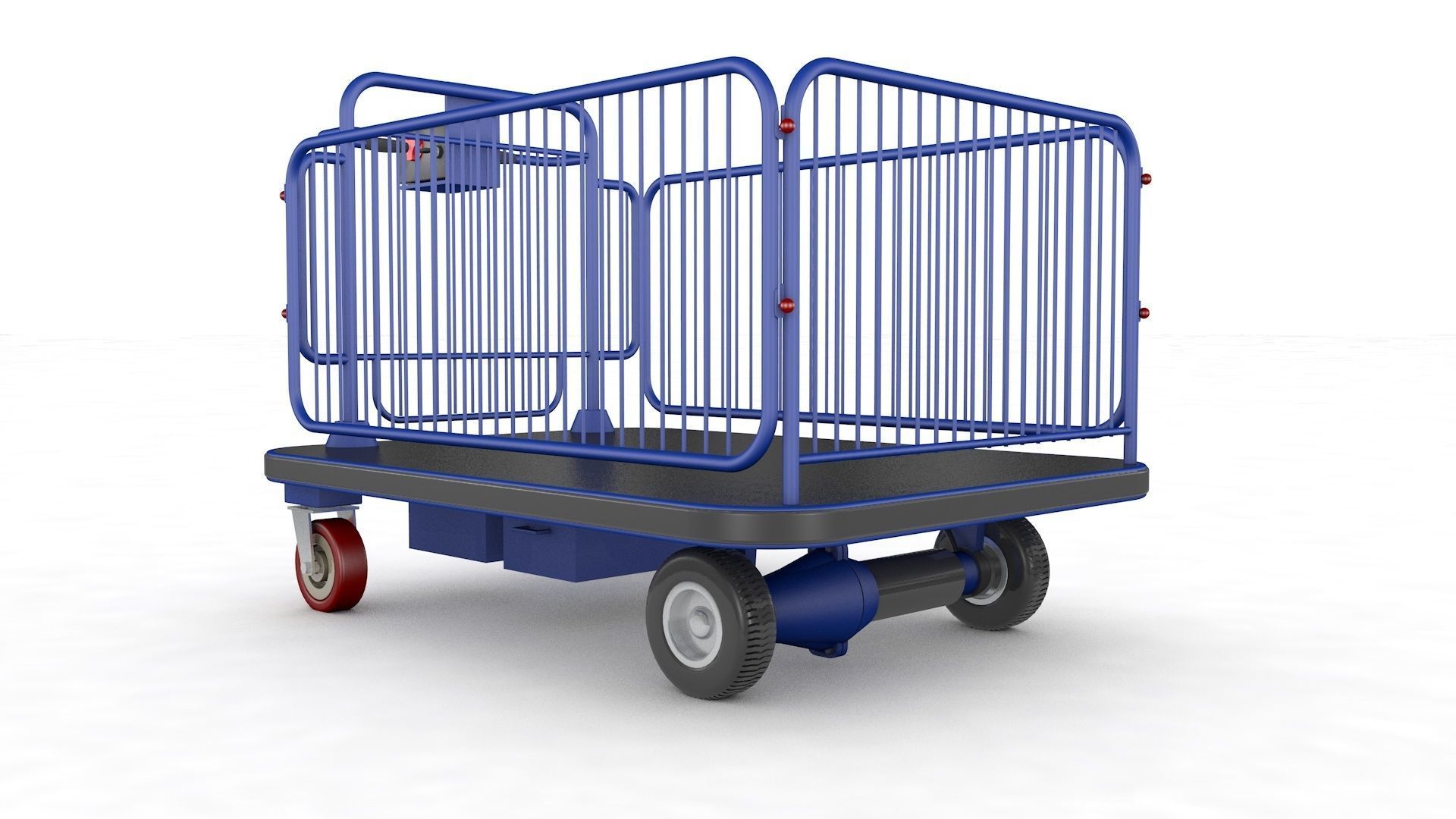 Supermarket Platform Trolley Transport 3D model_8