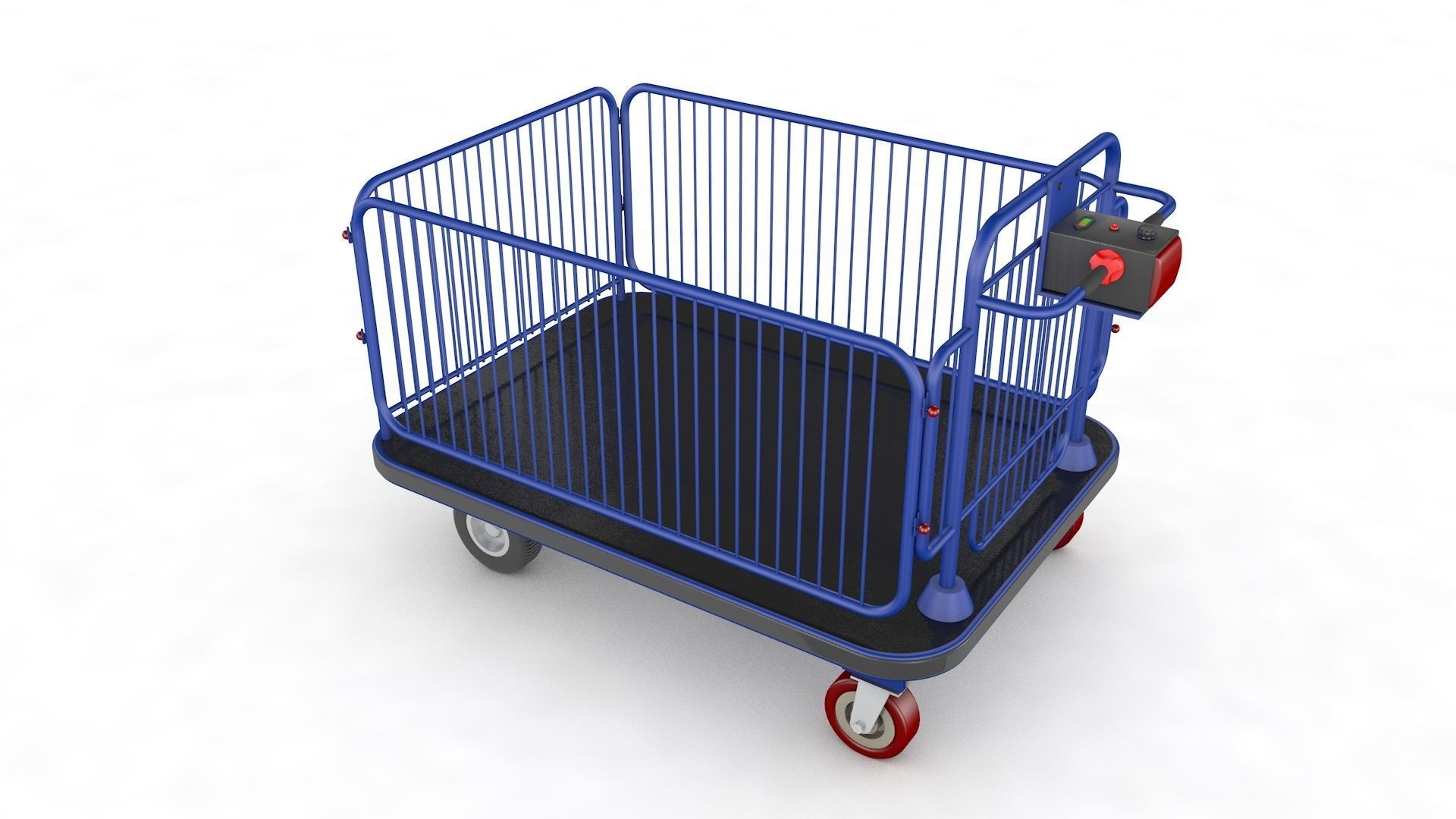 Supermarket Platform Trolley Transport 3D model_1