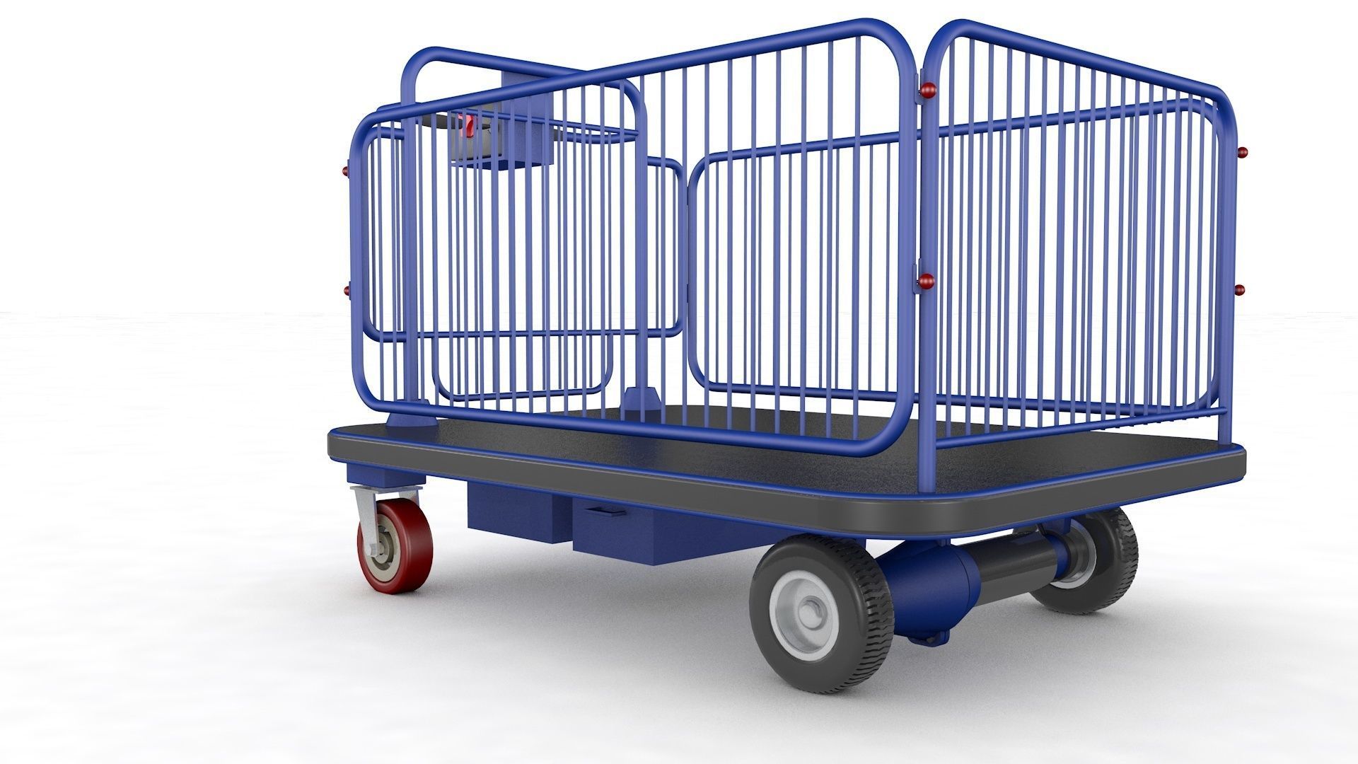 Supermarket Platform Trolley Transport 3D model_14