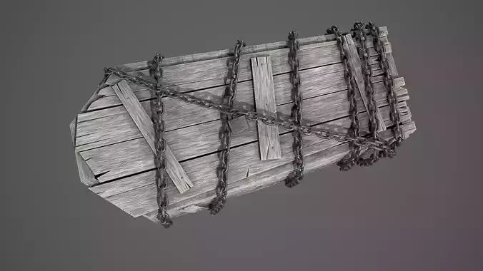 Old Rustic Coffin Low-poly 3D model