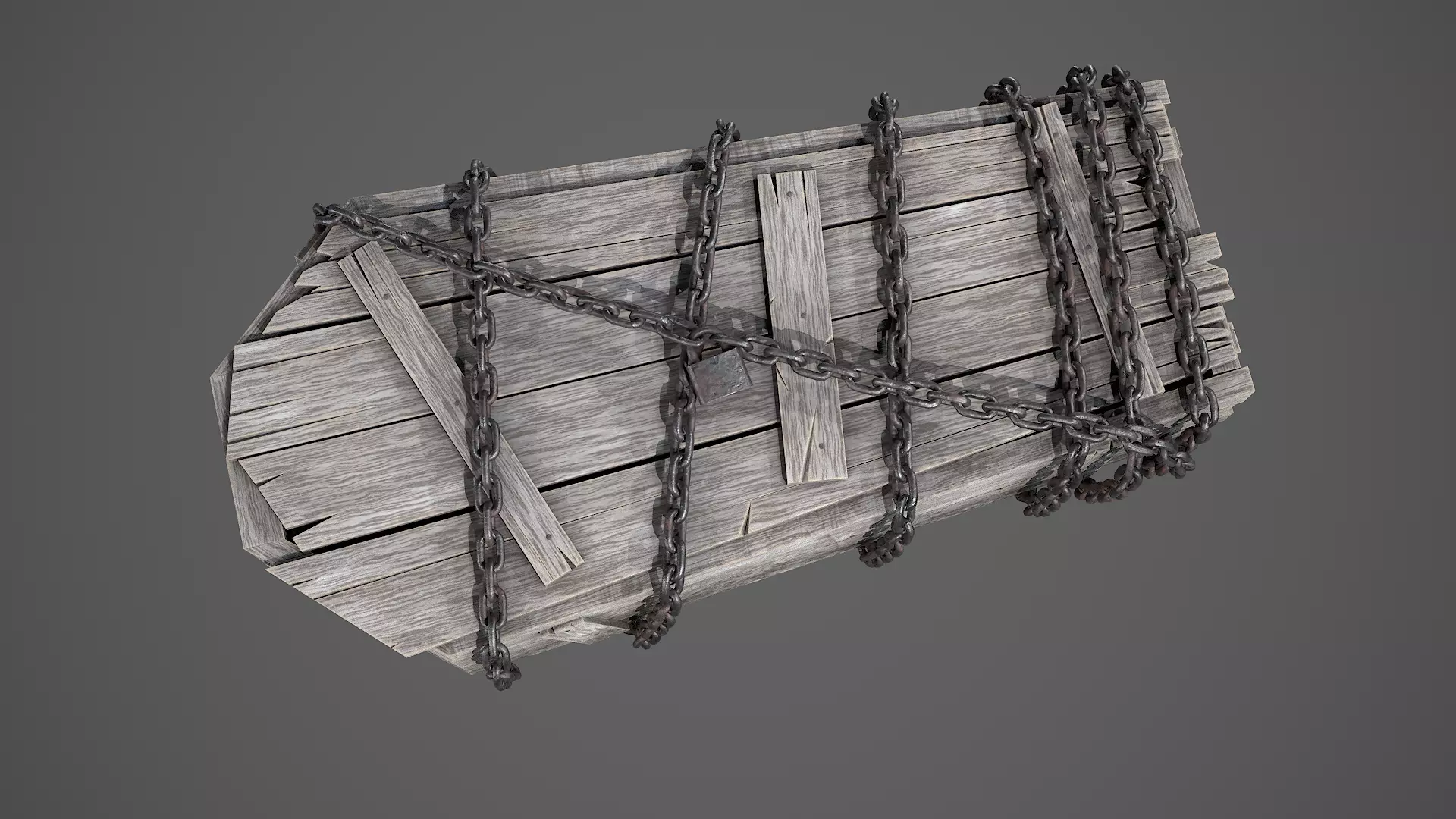 Old Rustic Coffin Low-poly 3D model