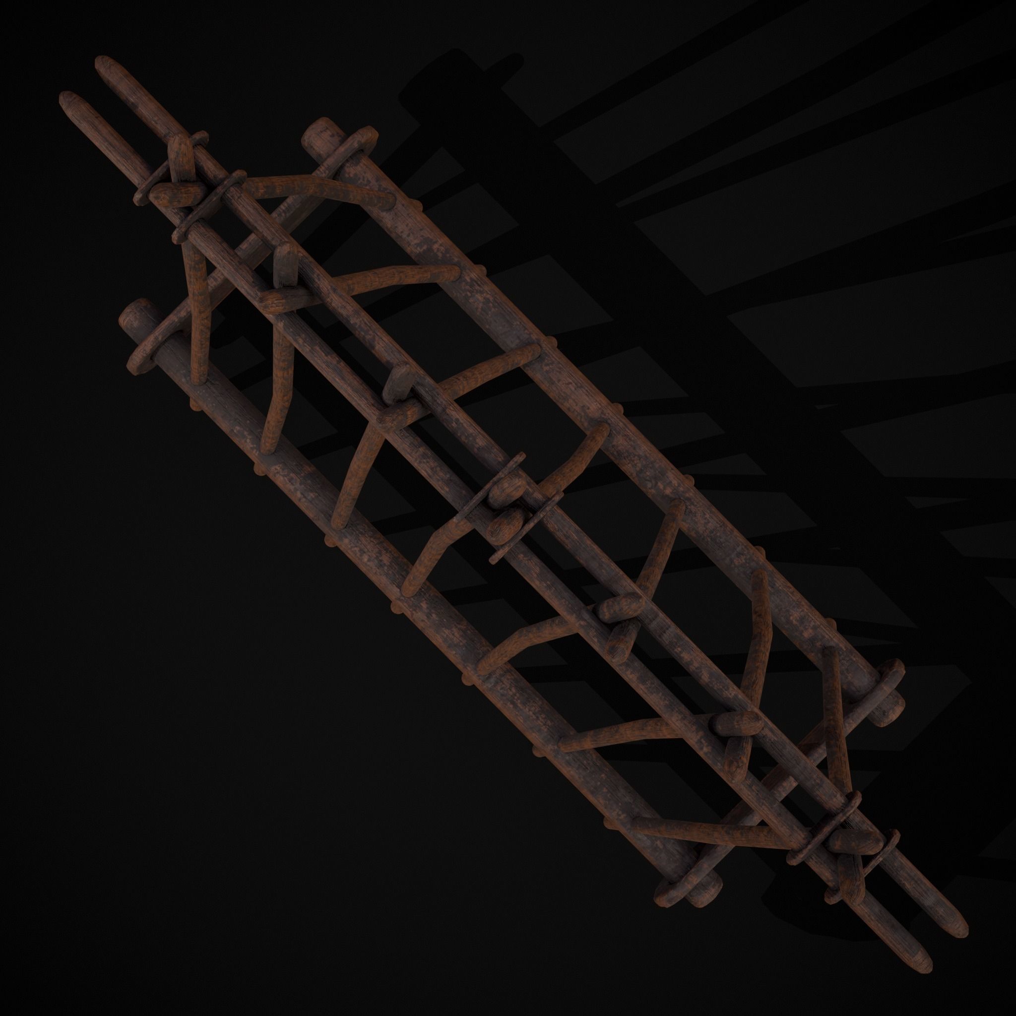 Wooden Triangle Dish Rack Low-poly 3D model_5