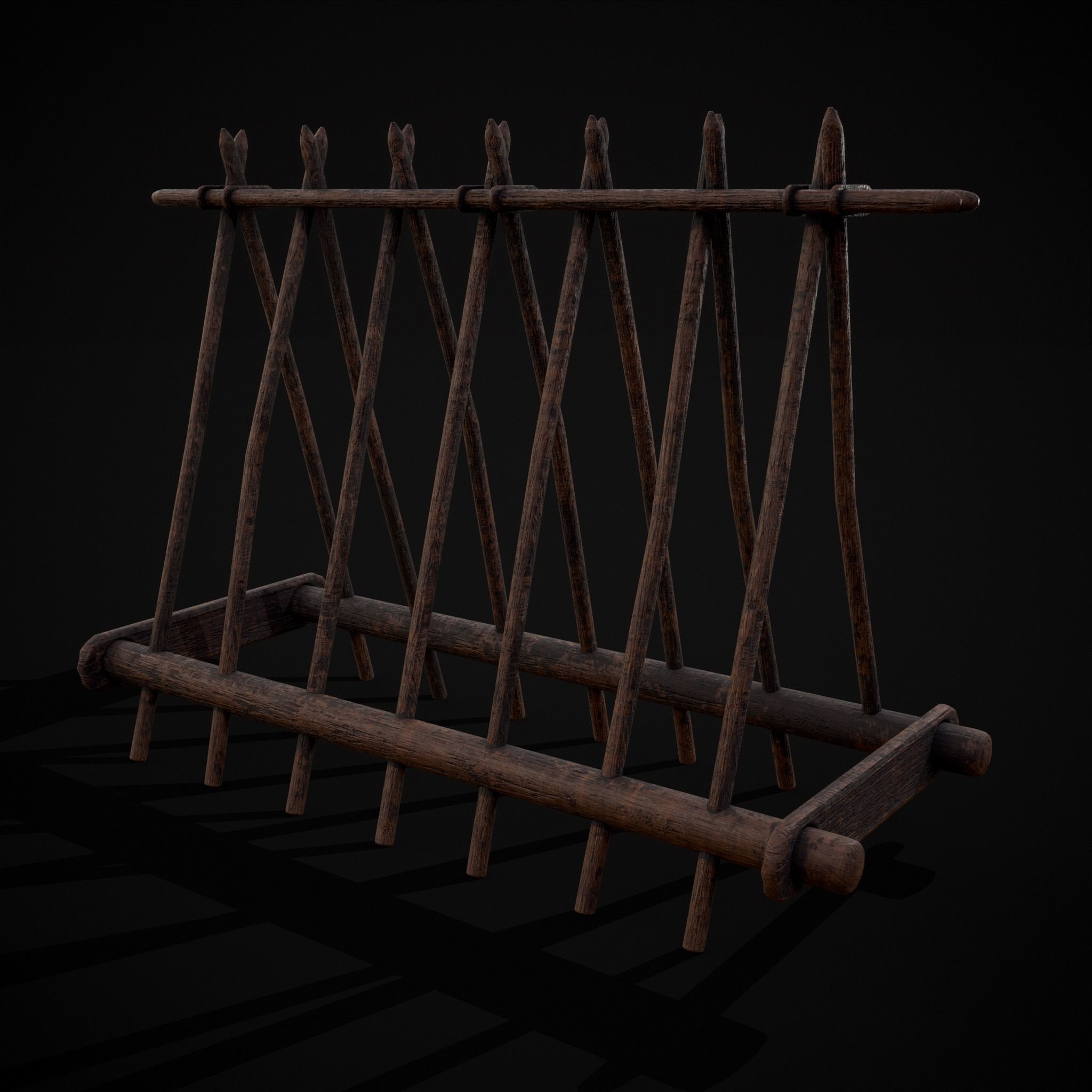 Wooden Triangle Dish Rack Low-poly 3D model_23
