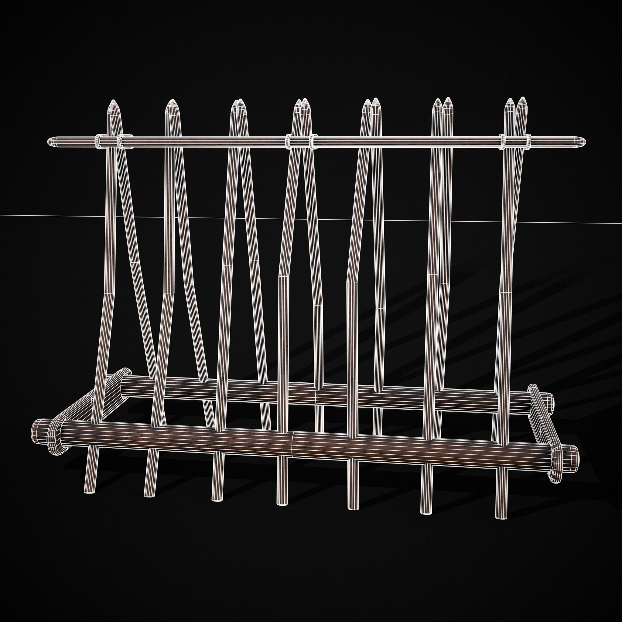 Wooden Triangle Dish Rack Low-poly 3D model_26
