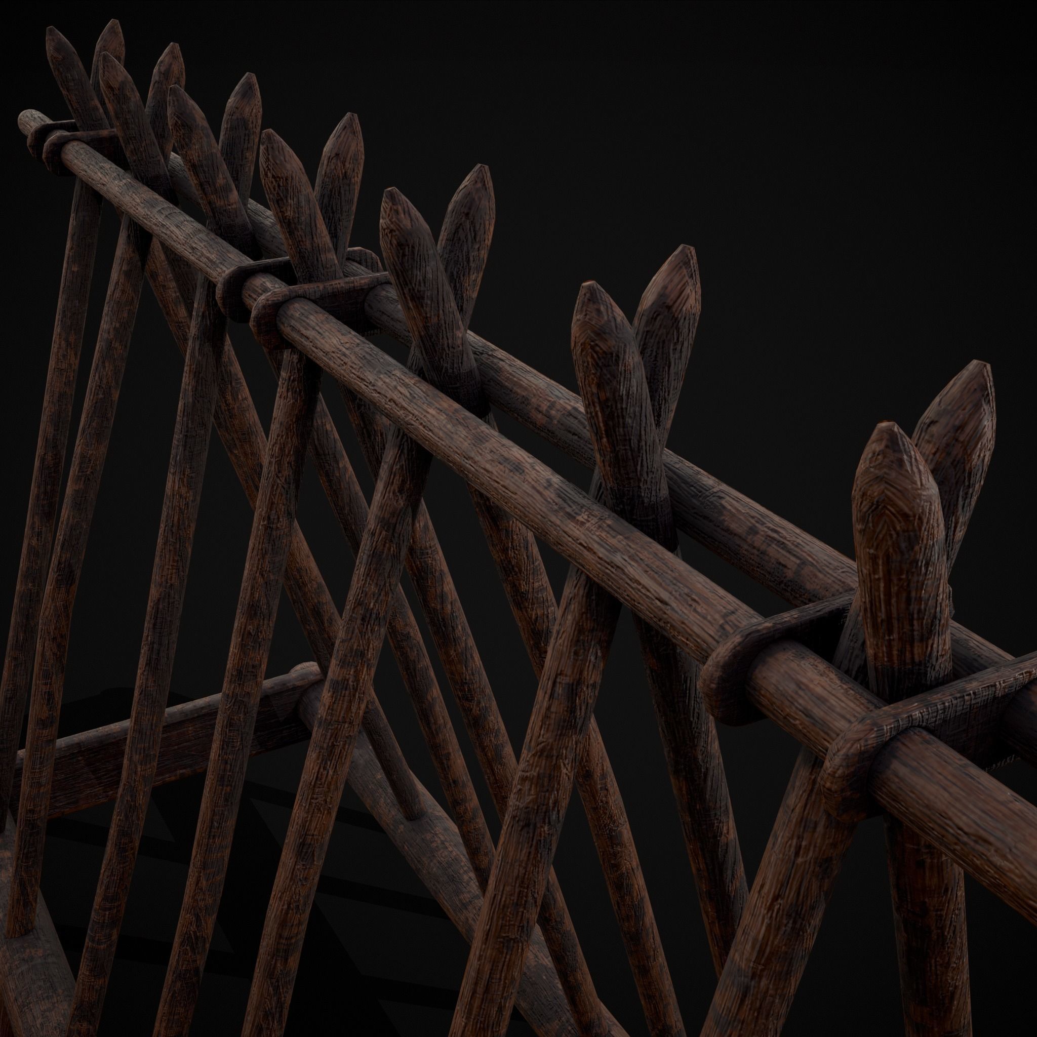 Wooden Triangle Dish Rack Low-poly 3D model_9
