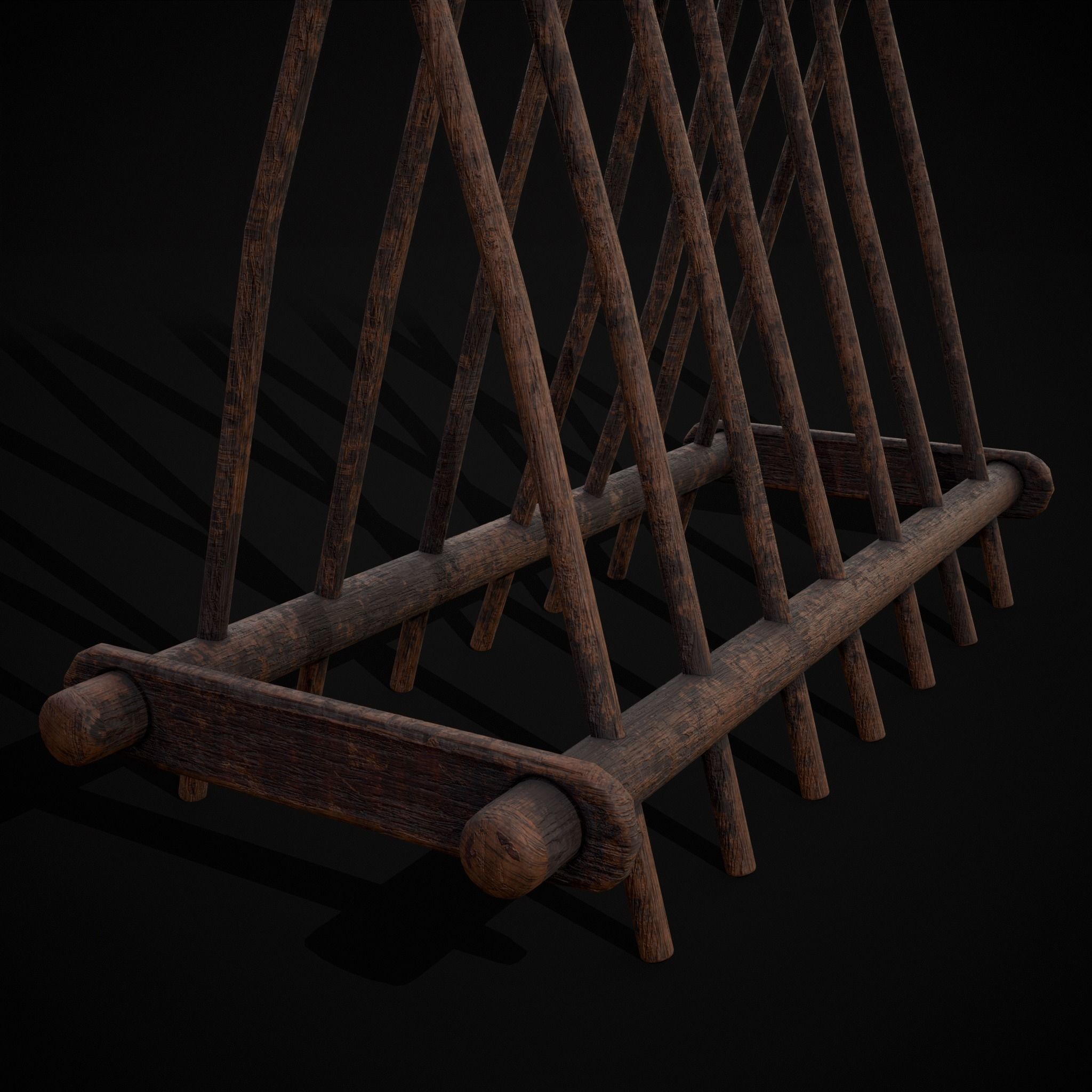 Wooden Triangle Dish Rack Low-poly 3D model_36