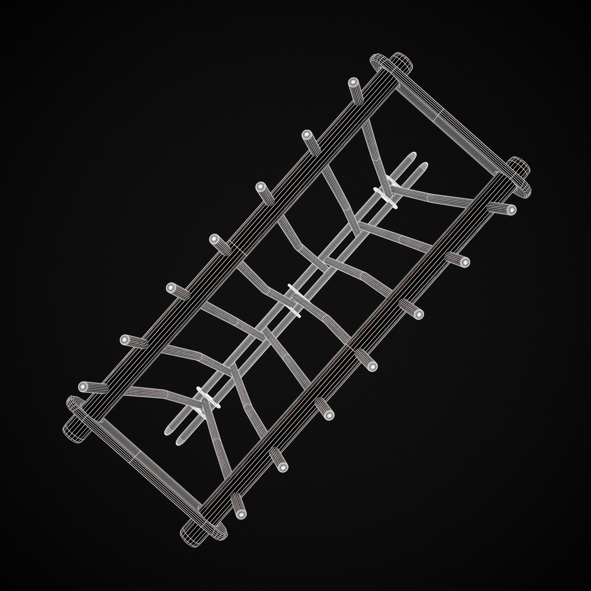 Wooden Triangle Dish Rack Low-poly 3D model_33
