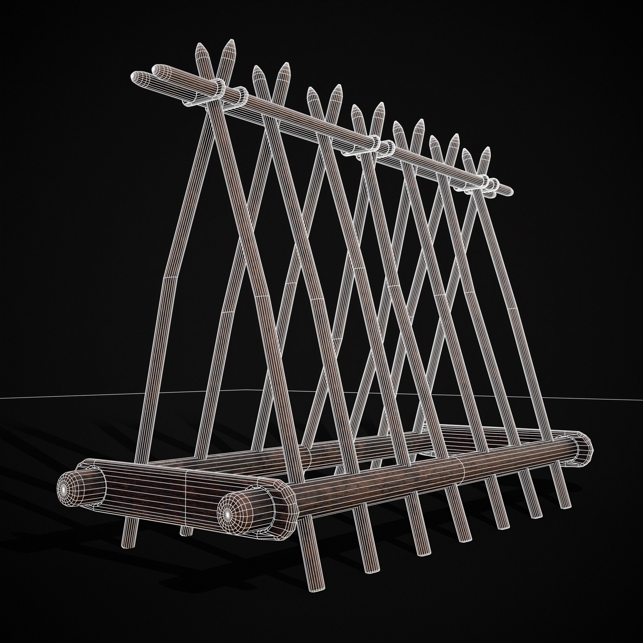 Wooden Triangle Dish Rack Low-poly 3D model_28