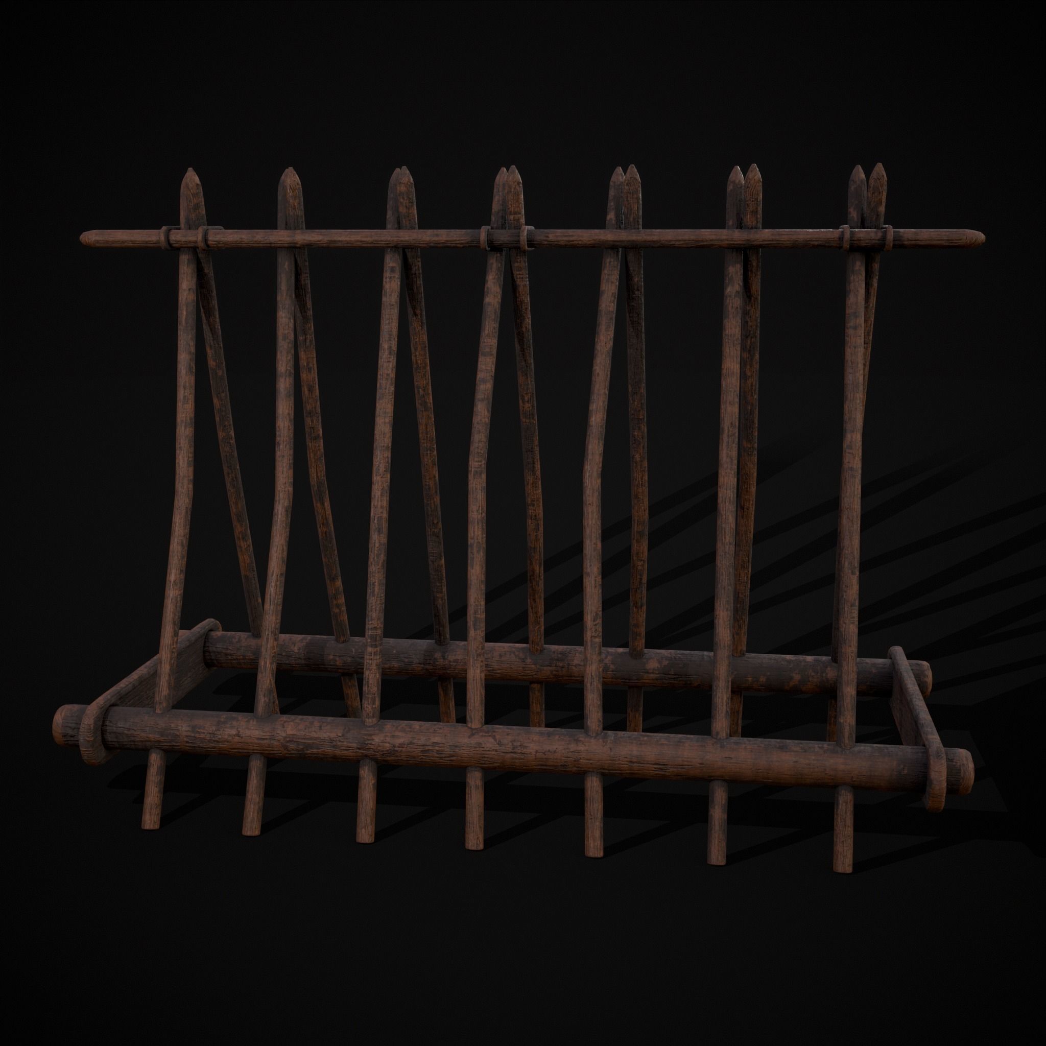 Wooden Triangle Dish Rack Low-poly 3D model_25