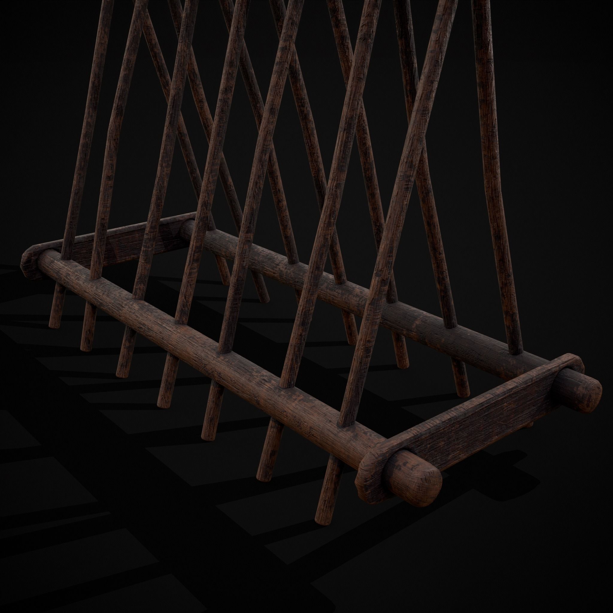 Wooden Triangle Dish Rack Low-poly 3D model_29