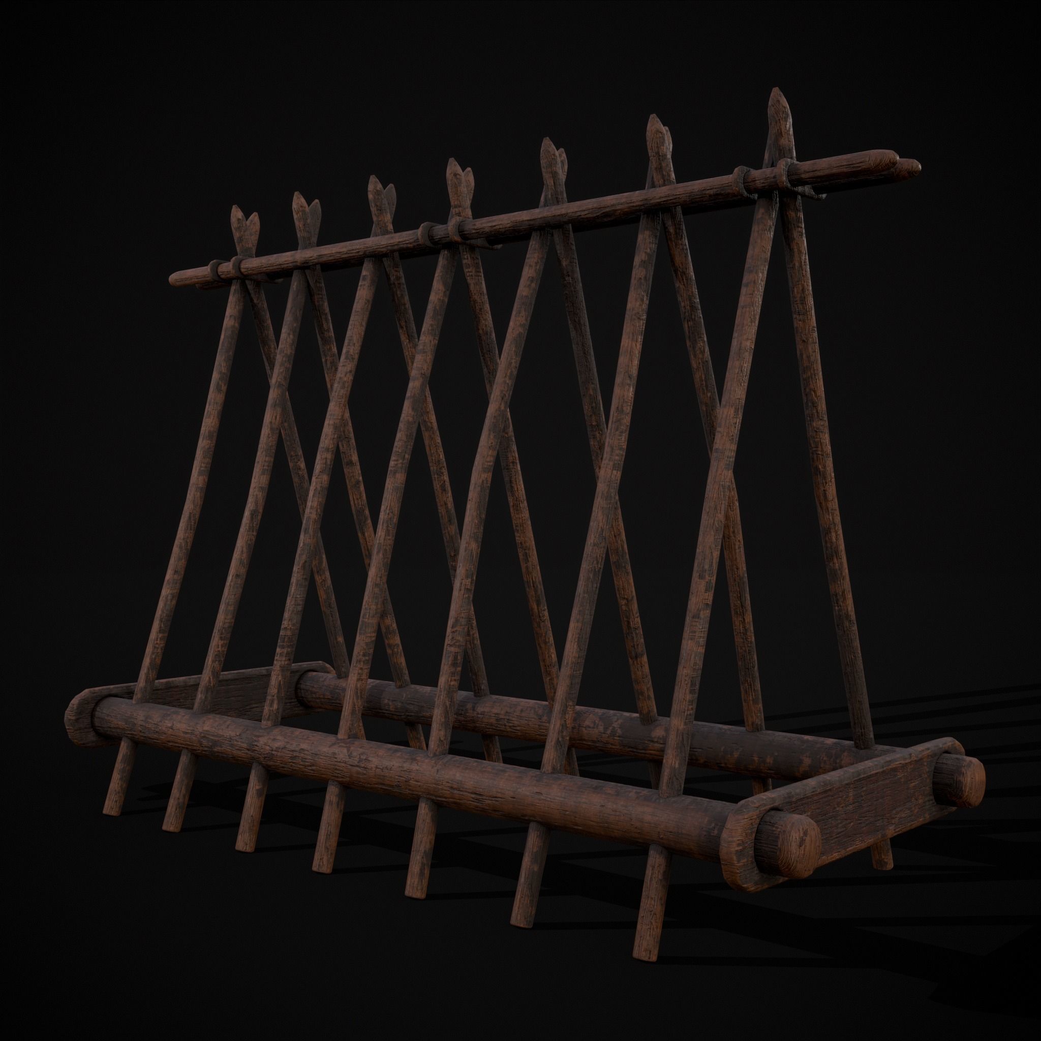 Wooden Triangle Dish Rack Low-poly 3D model_38