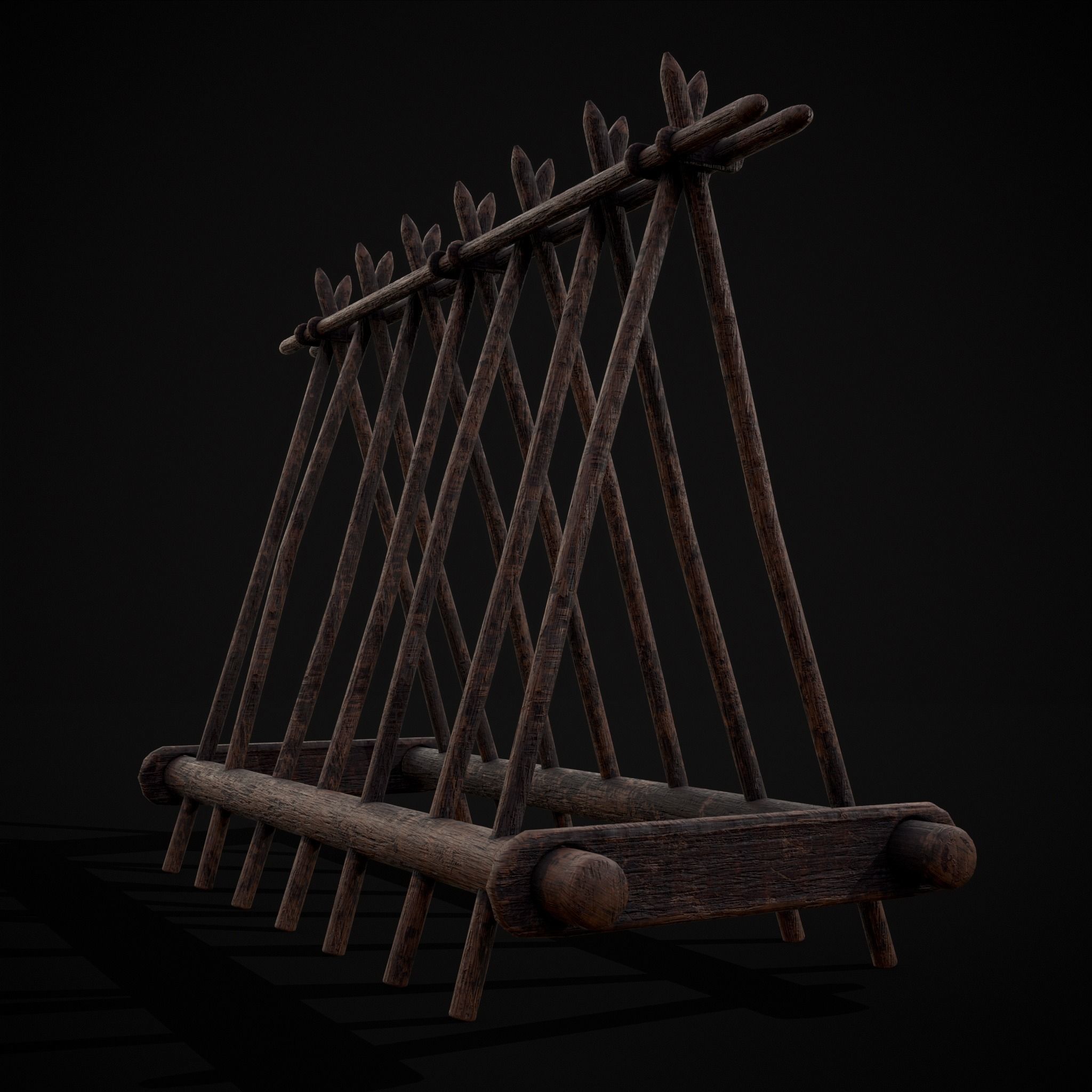 Wooden Triangle Dish Rack Low-poly 3D model_21