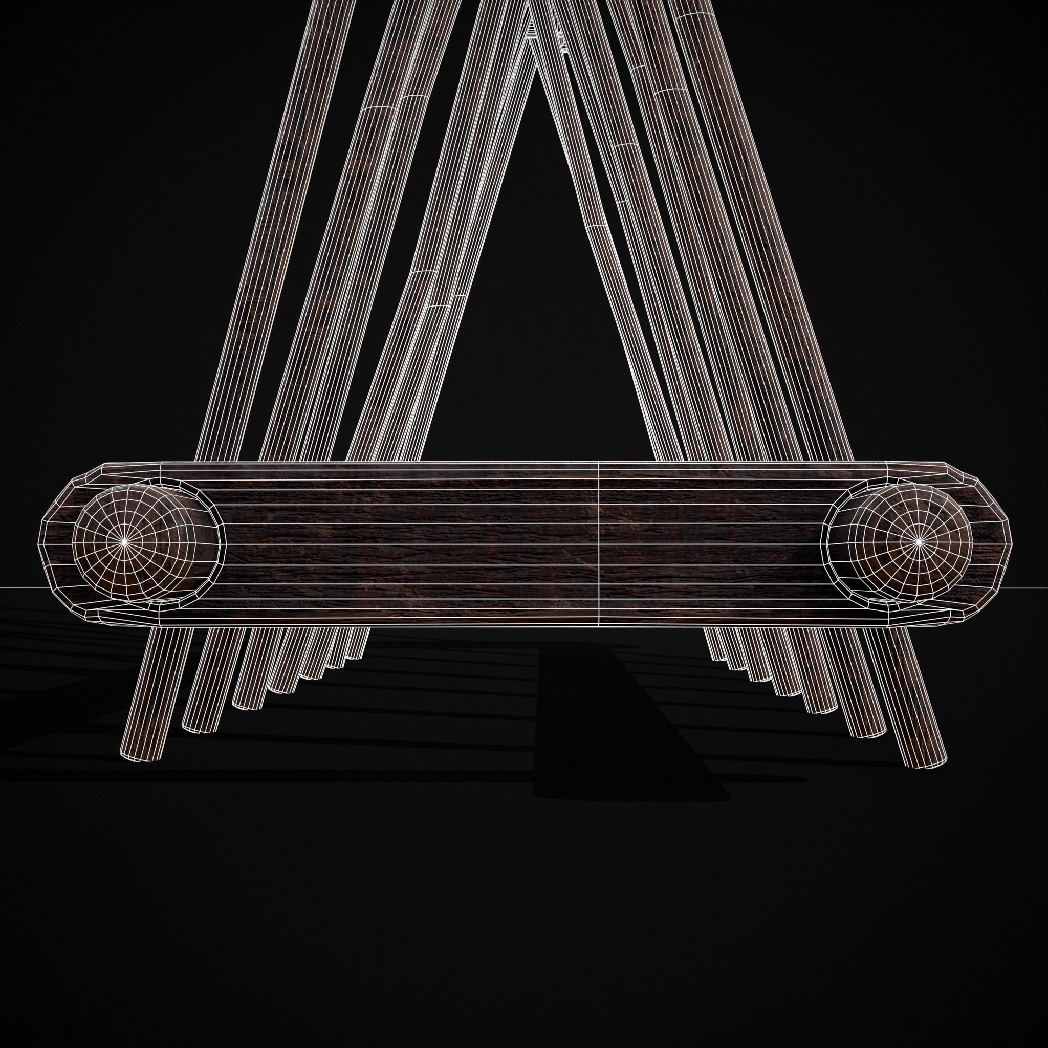 Wooden Triangle Dish Rack Low-poly 3D model_35