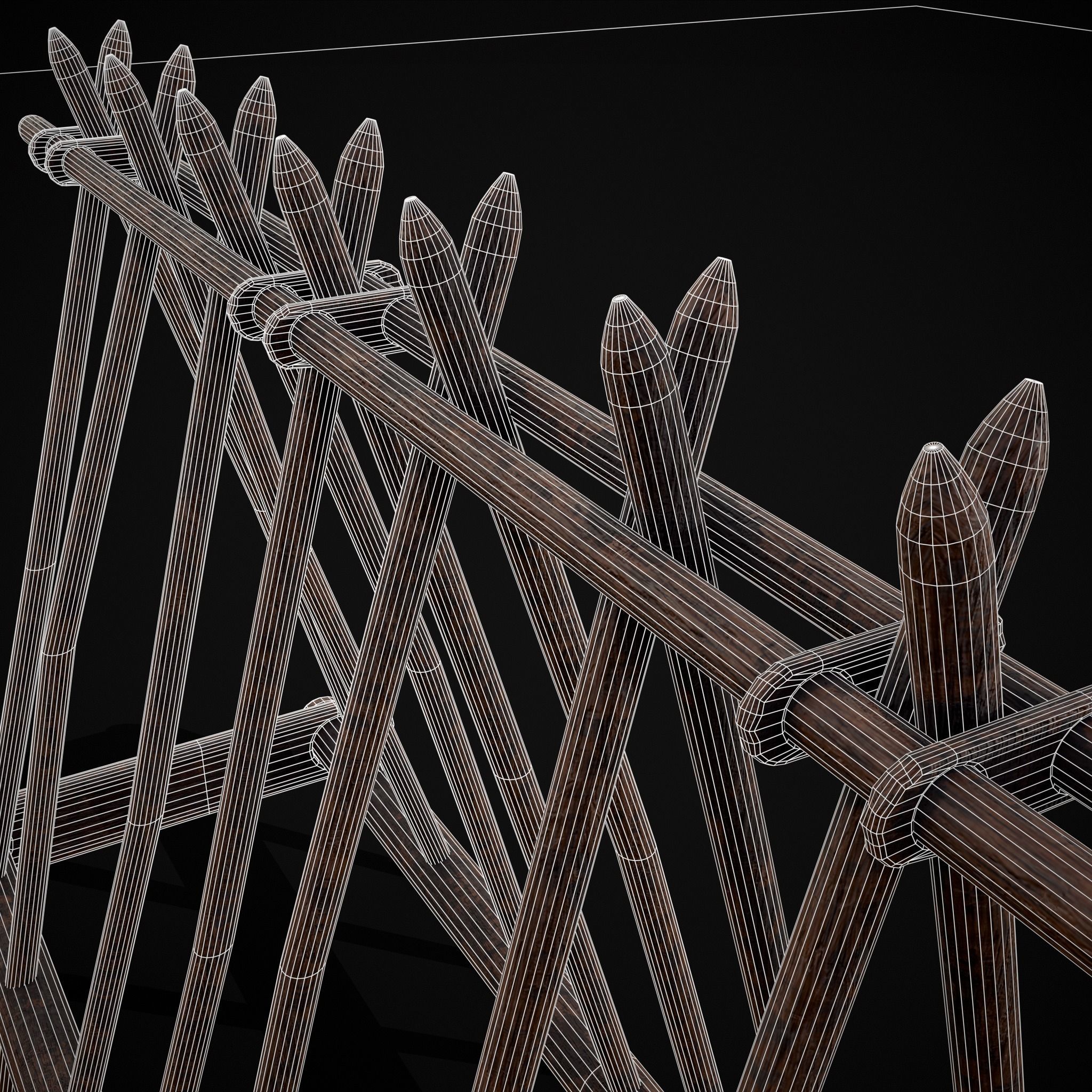 Wooden Triangle Dish Rack Low-poly 3D model_10