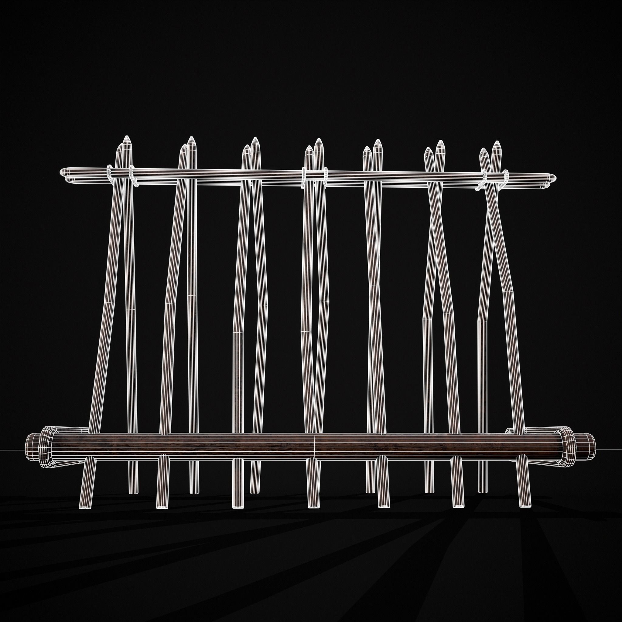 Wooden Triangle Dish Rack Low-poly 3D model_14